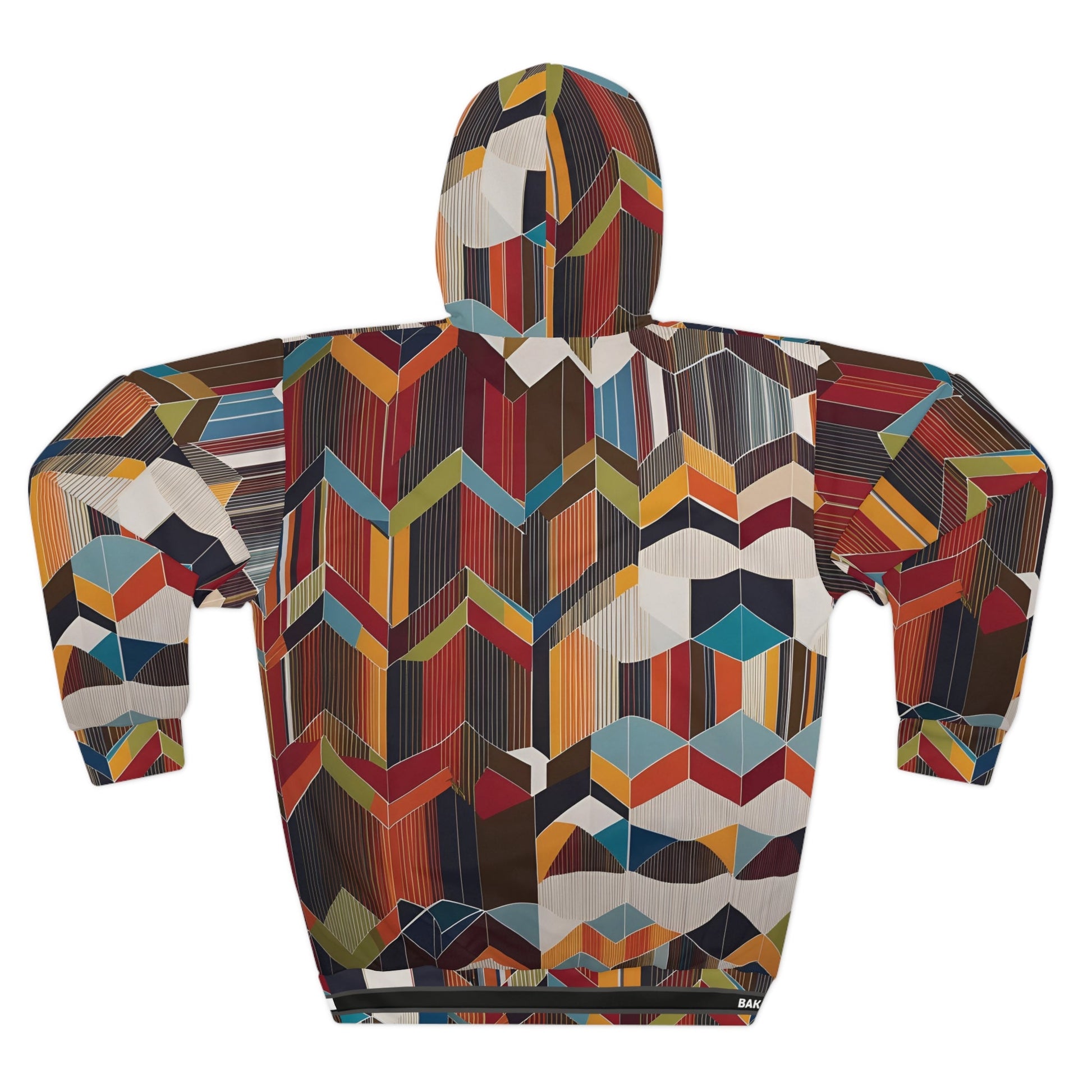 Geometric Chevron All-Over Print Hoodie — Retro Fall Colors Printify bakabo.club