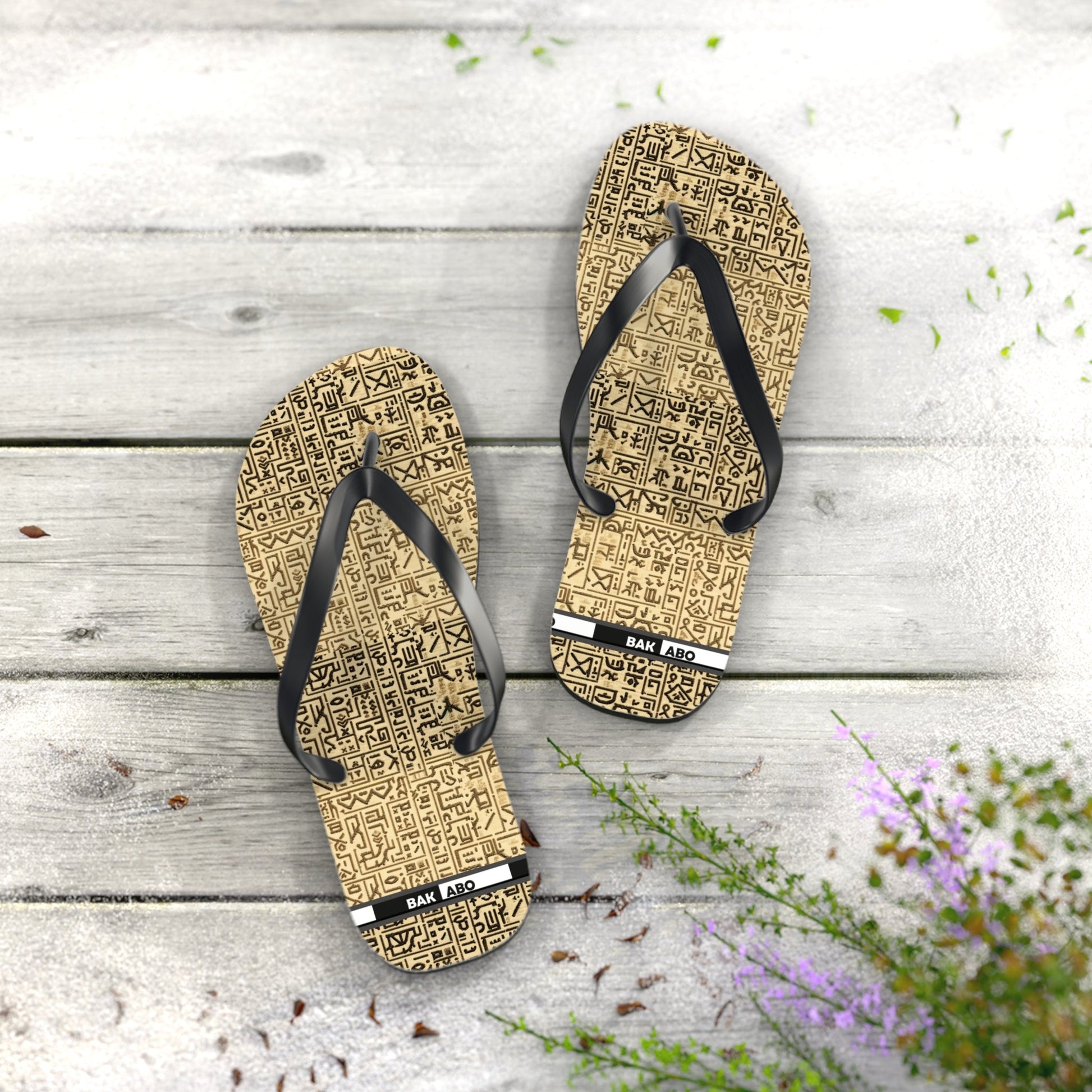 Flip Flops - Vintage Aztec Pattern Beach Sandals Printify bakabo.club