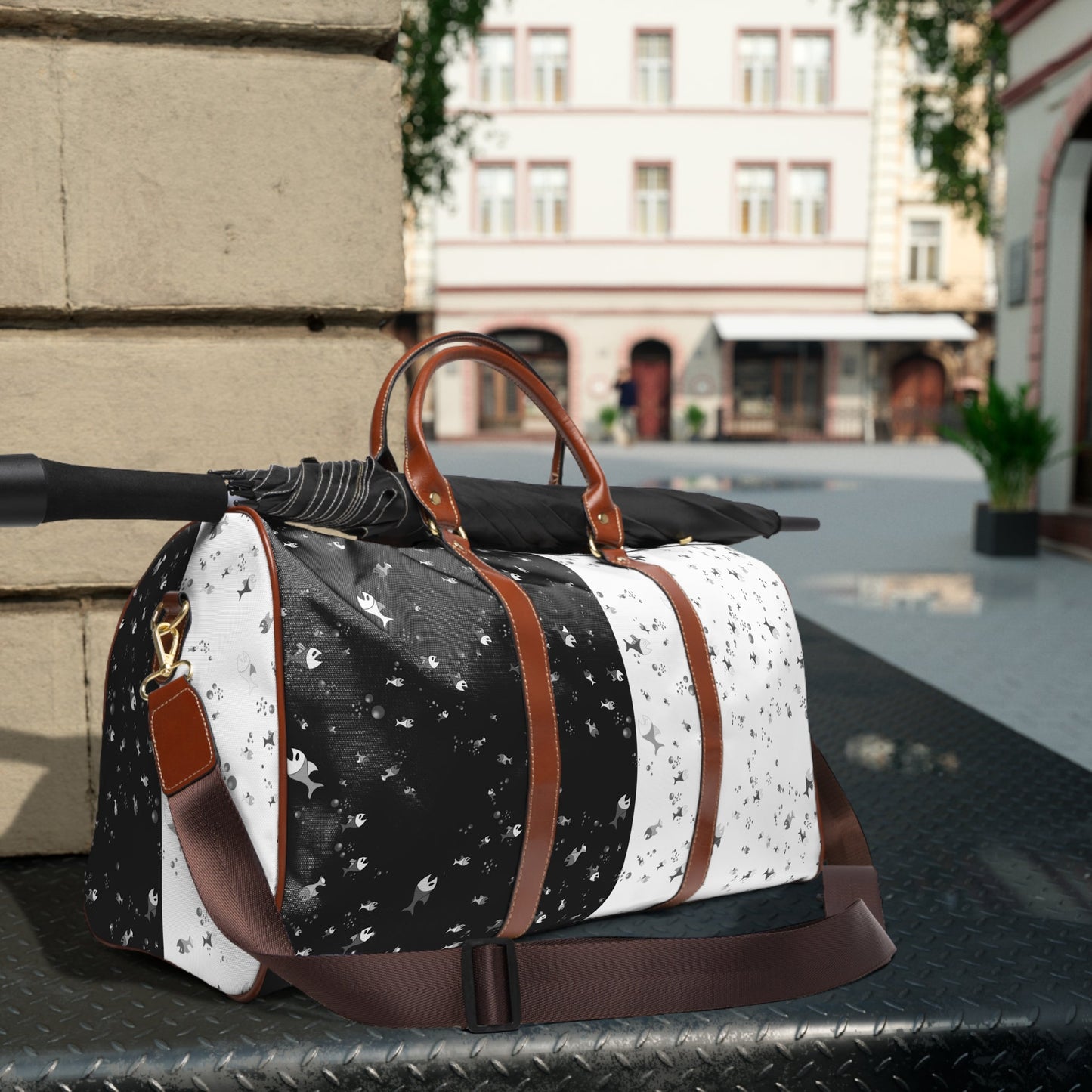 Starry Contrast Waterproof Travel Duffle Bag Printify bakabo.club
