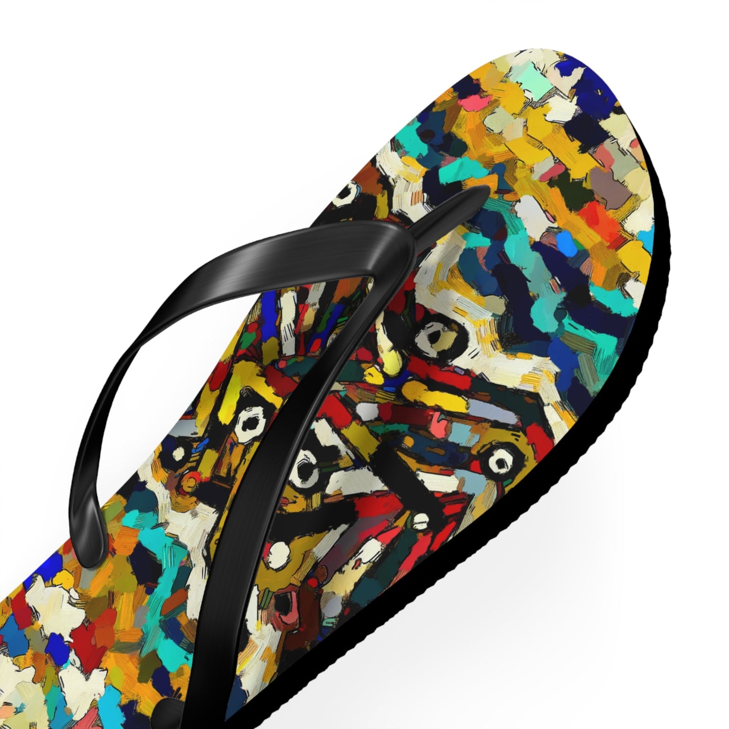 Colorful Abstract Tiger Flip Flops - Vibrant Summer Beach Sandals Printify bakabo.club