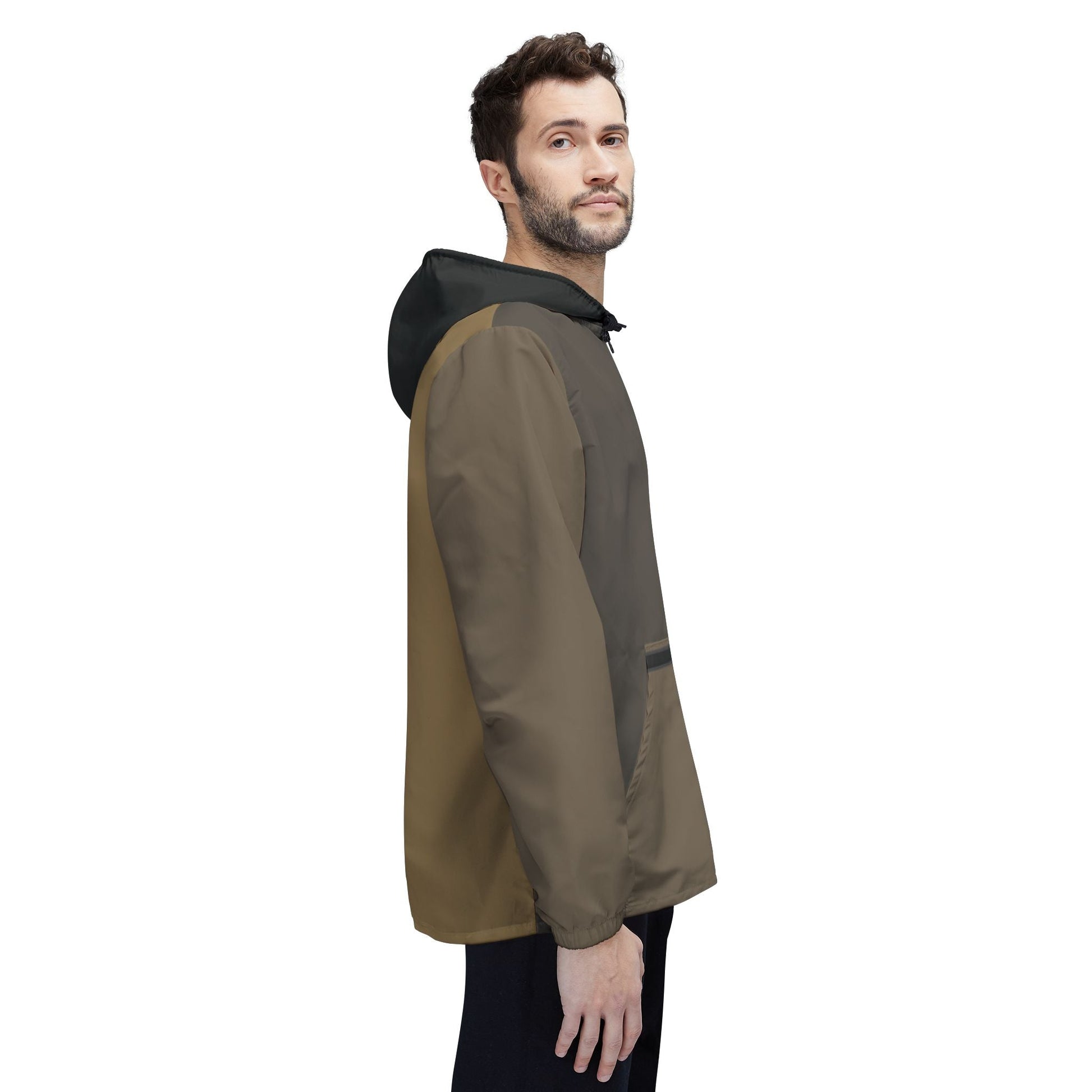 Olive Brown Lightweight Windbreaker Jacket – Packable Hooded Shell Printify bakabo.club