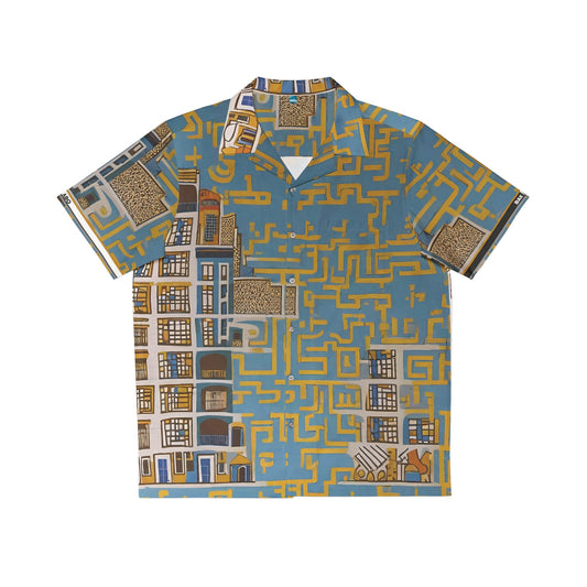 Geometric Cityscape Hawaiian Shirt Printify bakabo.club