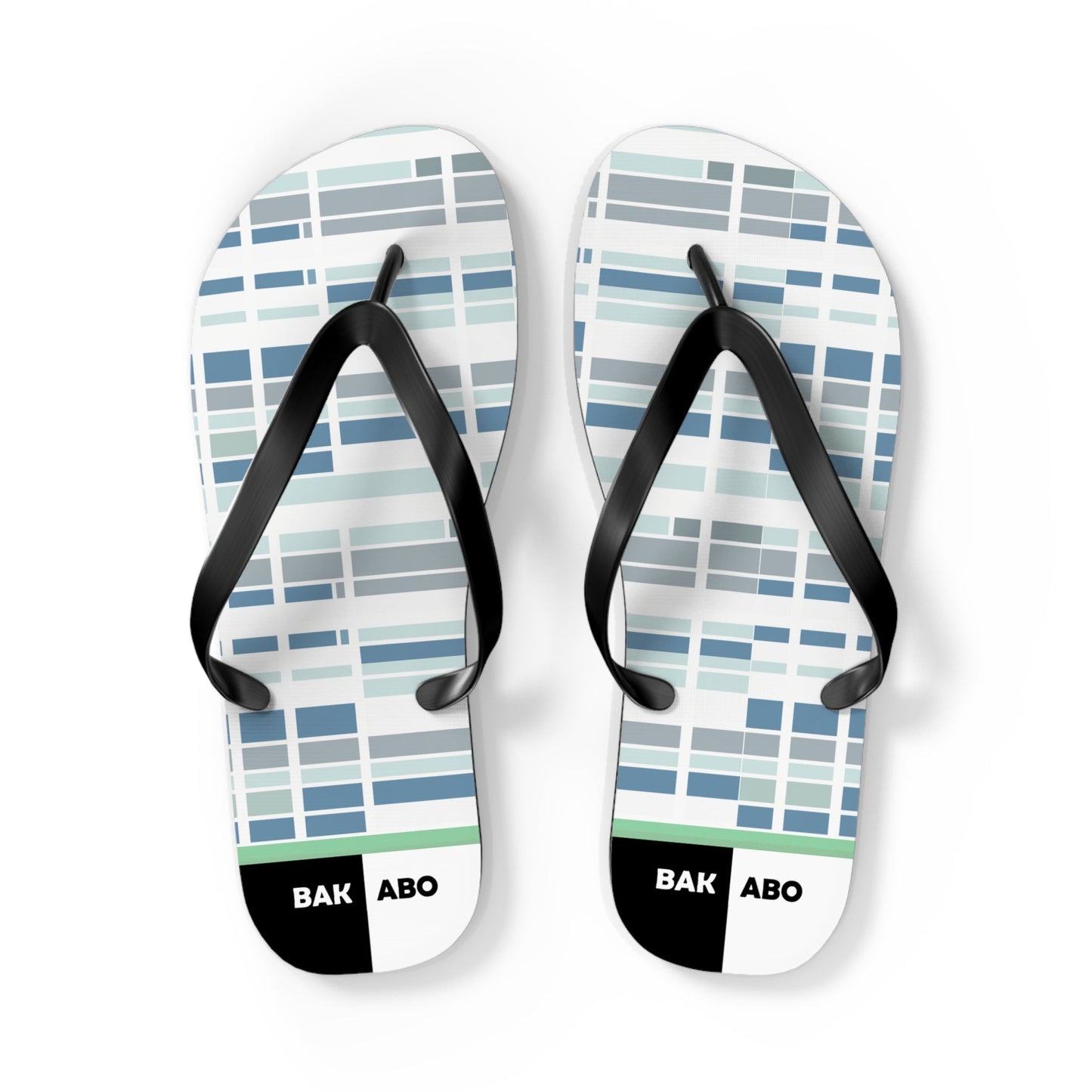 Plaid Blue Grid Flip Flops — Casual Beach Sandals with Modern Geometric Pattern Printify bakabo.club