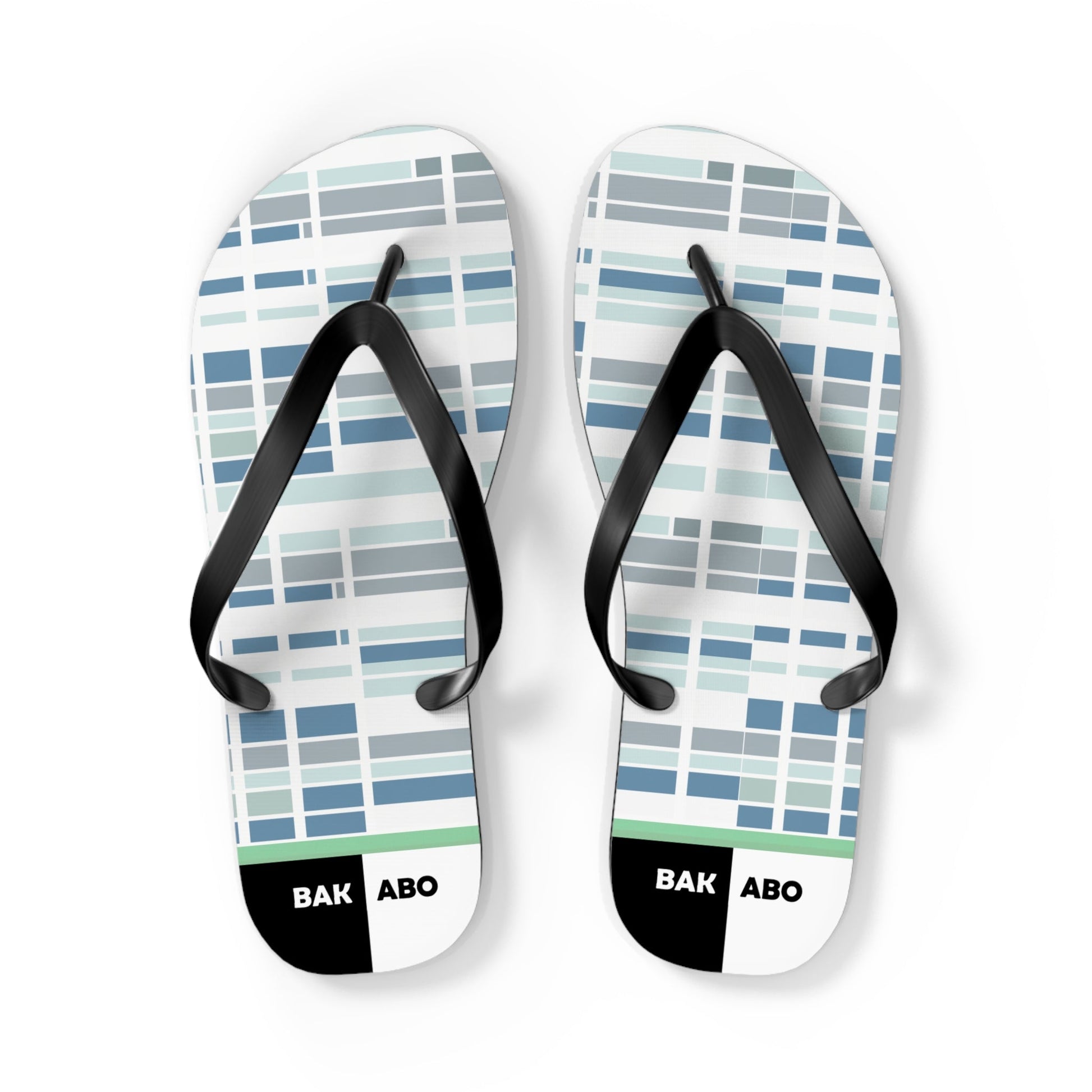 Plaid Blue Grid Flip Flops — Casual Beach Sandals with Modern Geometric Pattern Printify bakabo.club