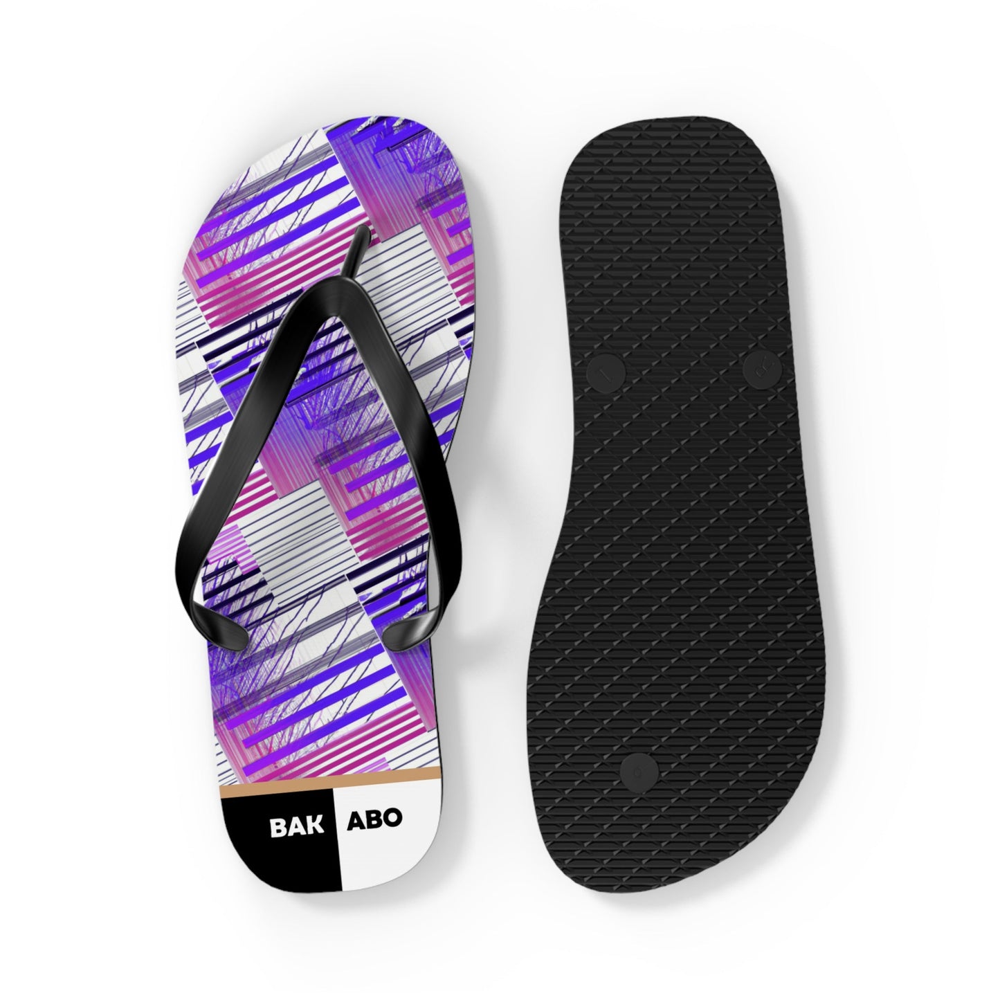 Purple Abstract Stripe Flip Flops – Summer Beach Sandals Printify bakabo.club