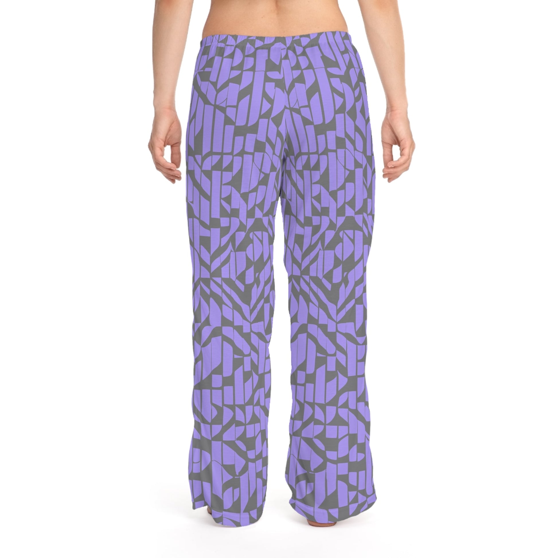 Purple Geometric Lounge Pajama Pants — Women's Cozy Sleepwear Printify bakabo.club