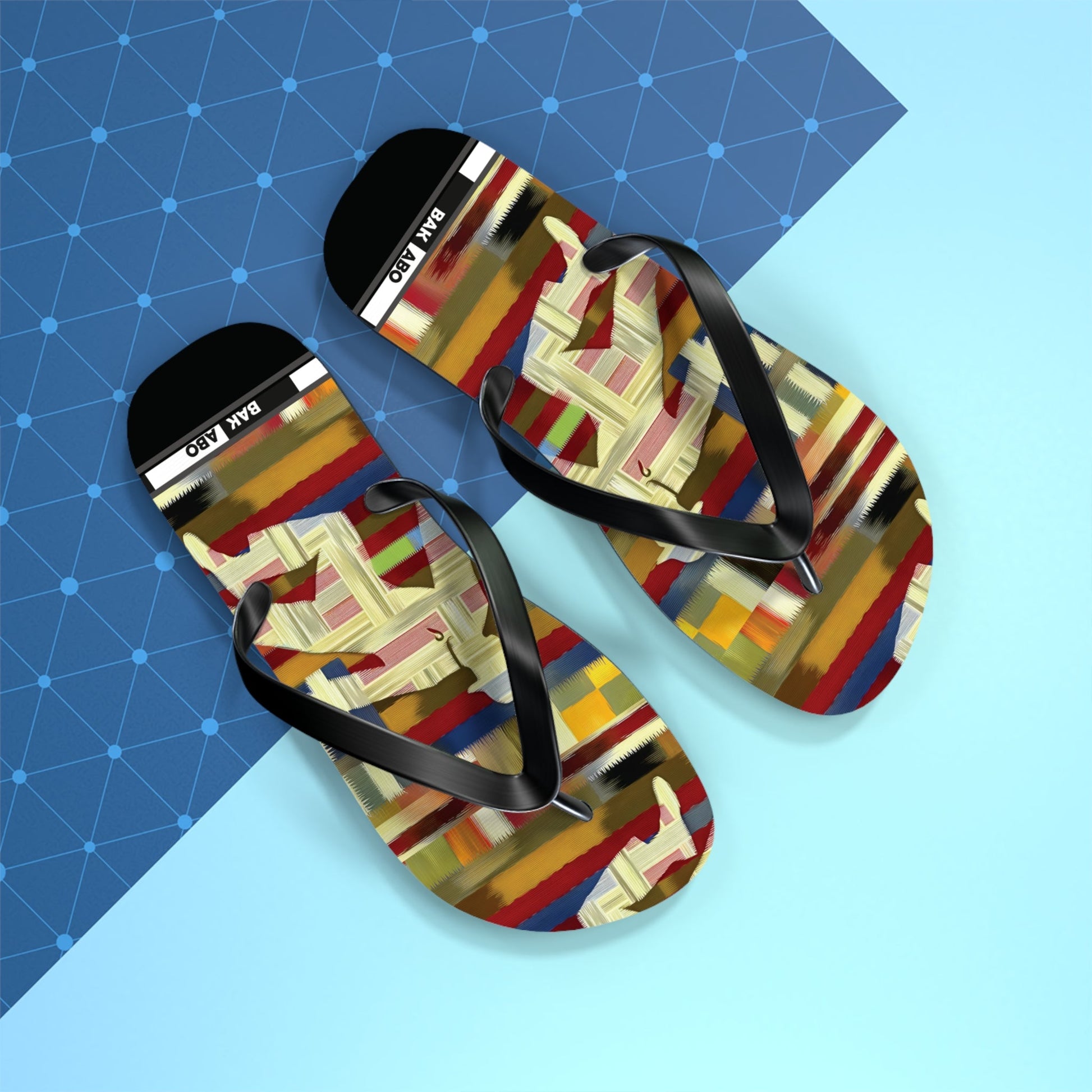 Abstract Colorblock Flip Flops – Bold Geo Beach Sandals Printify bakabo.club
