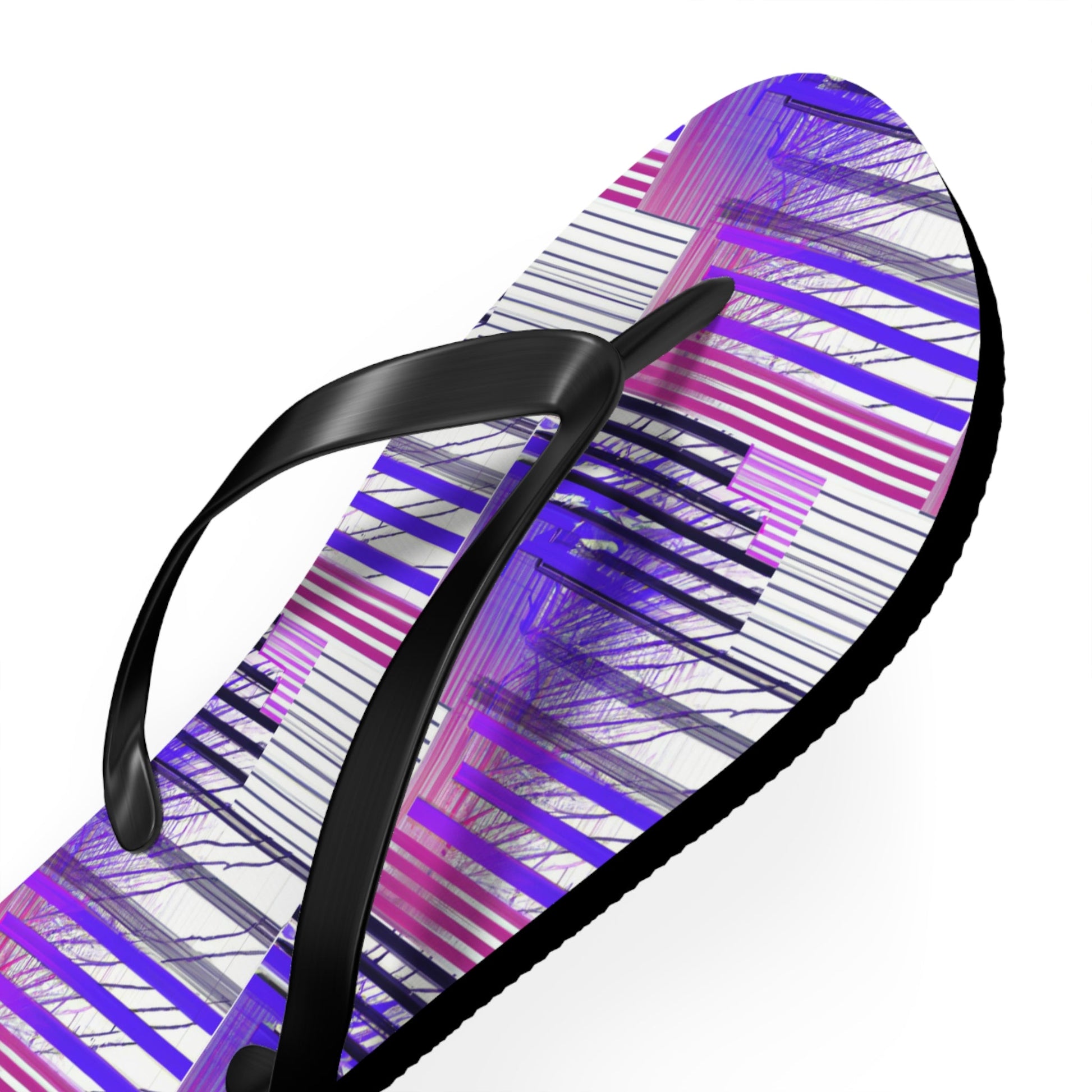 Purple Abstract Stripe Flip Flops – Summer Beach Sandals Printify bakabo.club