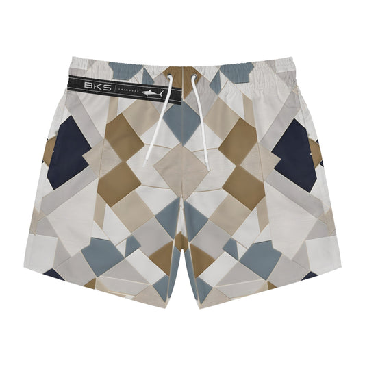 Geometric Desert Tile Swim Trunks — Blue & Sand All-Over Print Printify bakabo.club