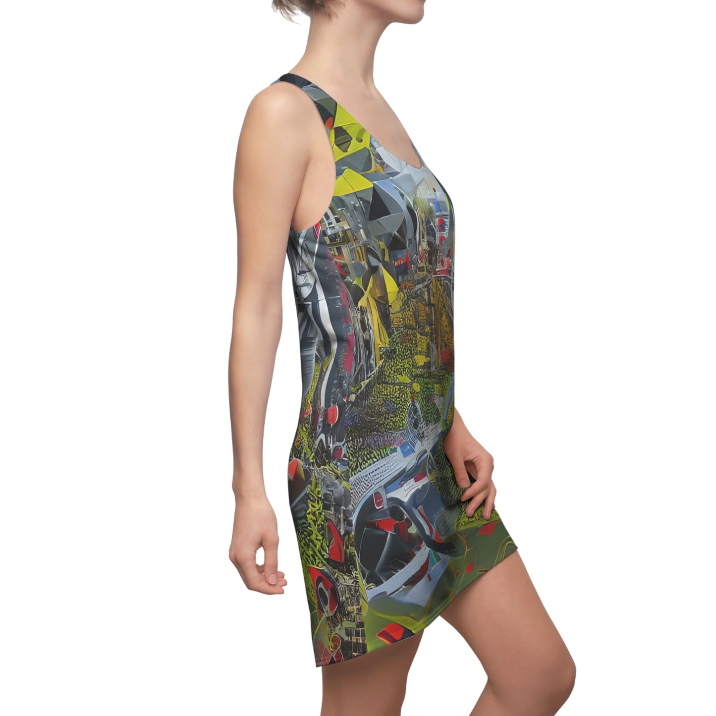 Abstract Urban Collage Racerback Dress — Colorful All-Over Print Printify bakabo.club