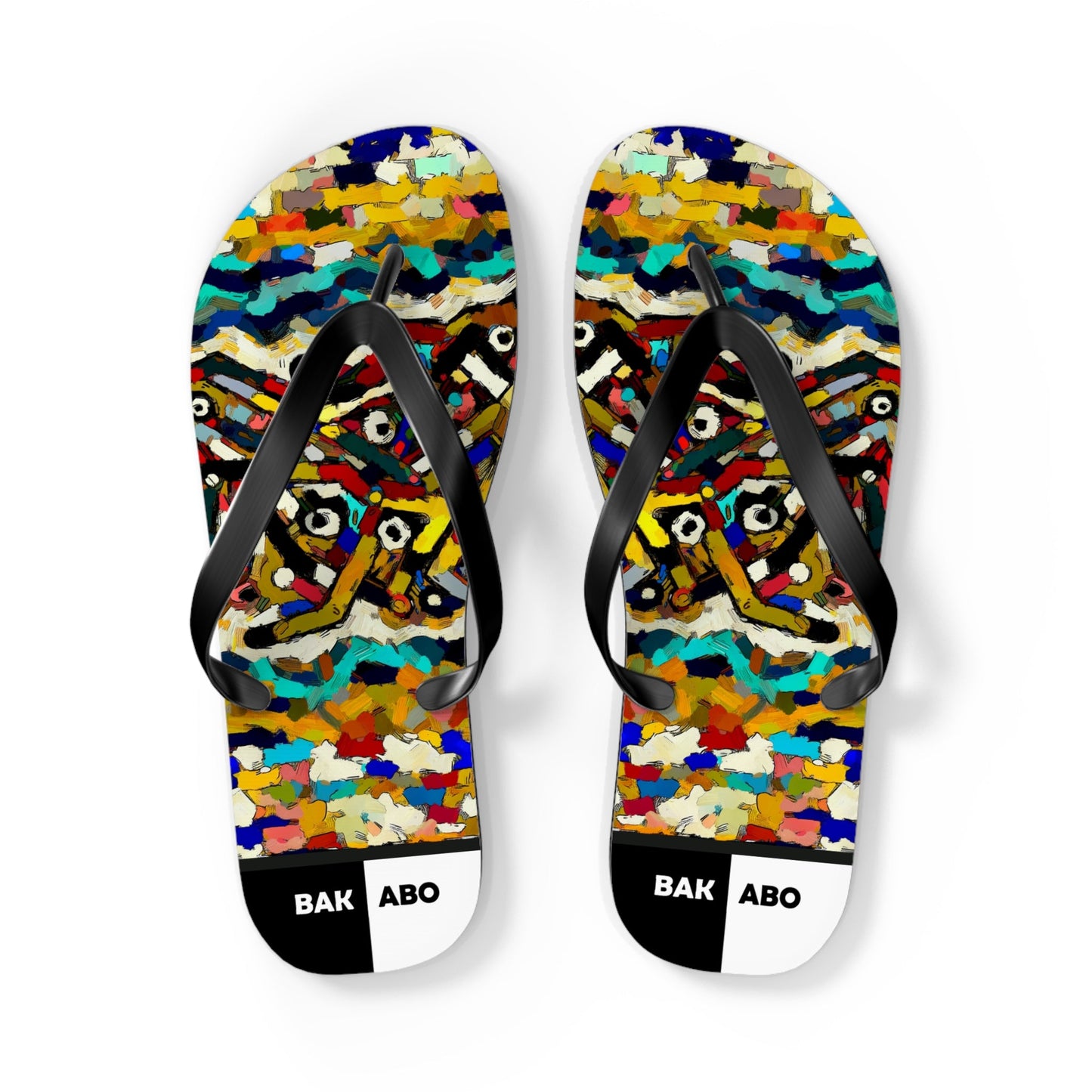 Colorful Abstract Tiger Flip Flops - Vibrant Summer Beach Sandals Printify bakabo.club