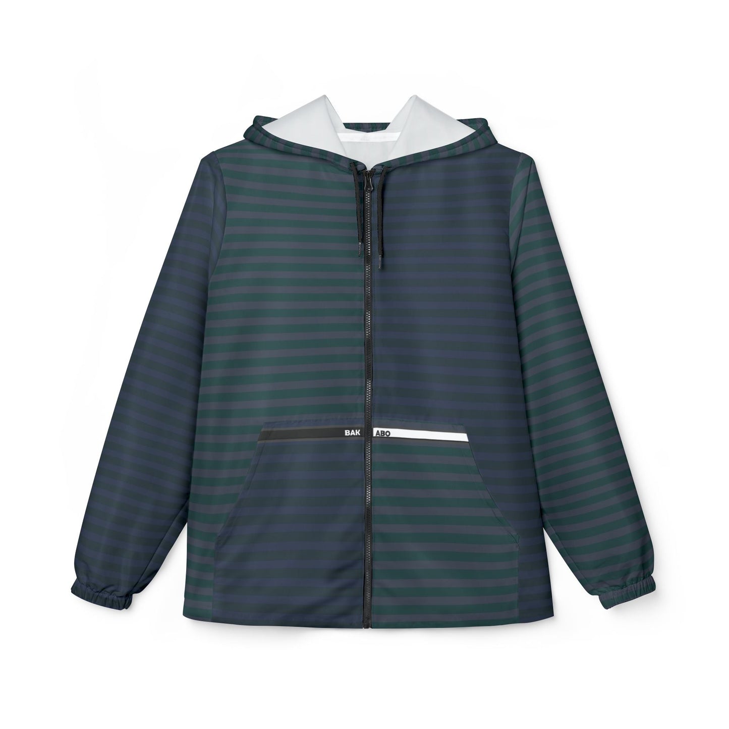 Striped Teal Windbreaker Jacket - Lightweight Hooded Windbreaker Printify bakabo.club