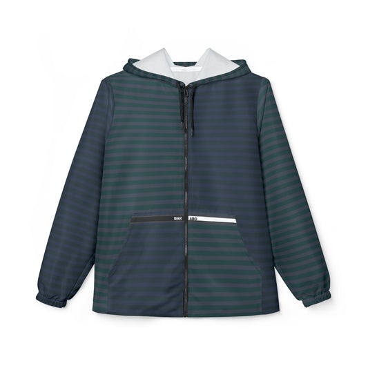 Striped Teal Windbreaker Jacket - Lightweight Hooded Windbreaker Printify bakabo.club