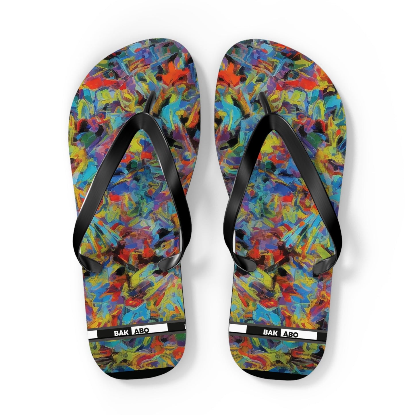 Color Splash Flip Flops — Vibrant Abstract Summer Sandals Printify bakabo.club