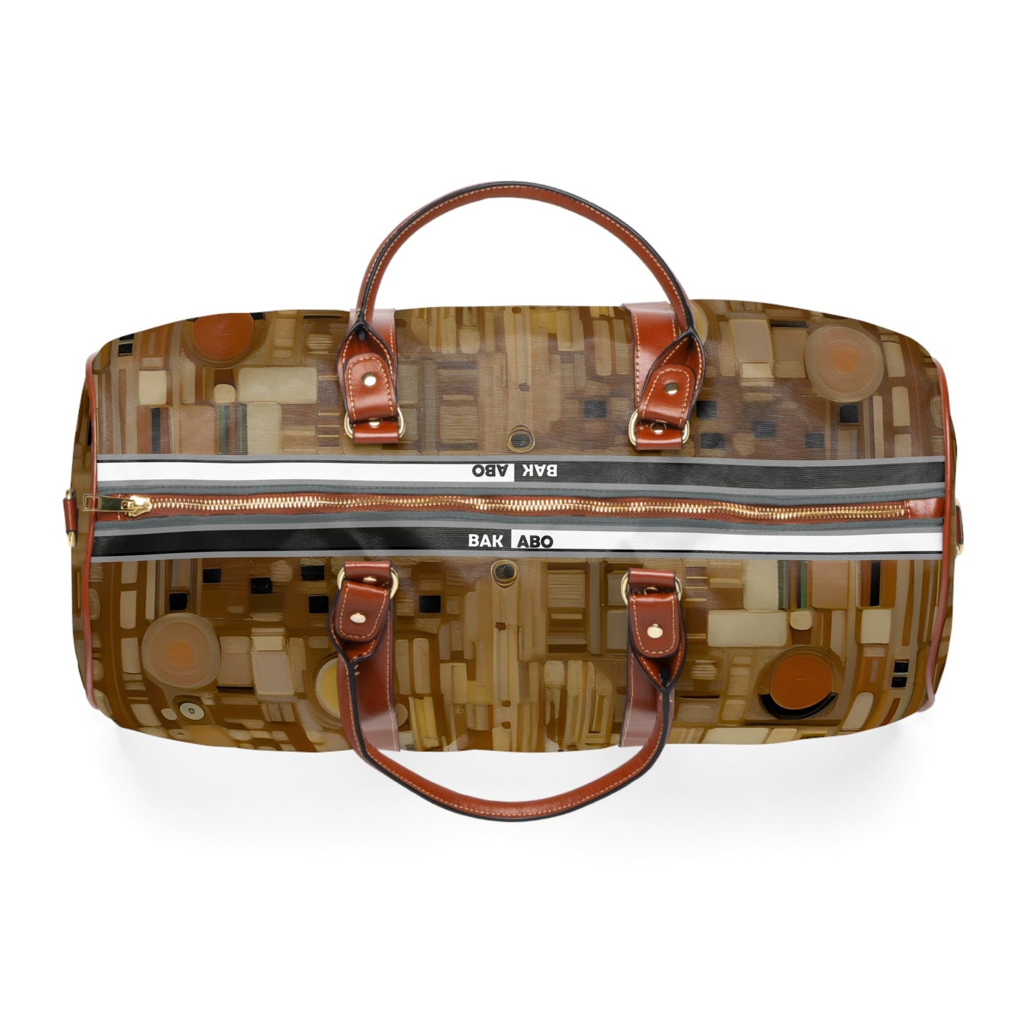 Abstract Gold Mosaic Duffel Bag – Waterproof Travel Bag with Modern Face Art Printify bakabo.club