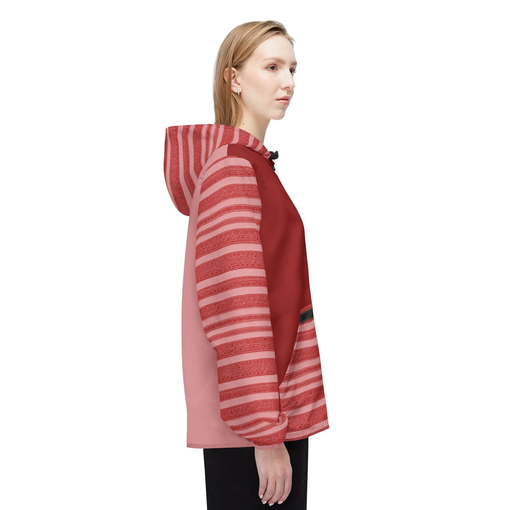 Striped Red Windbreaker Jacket — Lightweight Hooded Zip-Up Printify bakabo.club