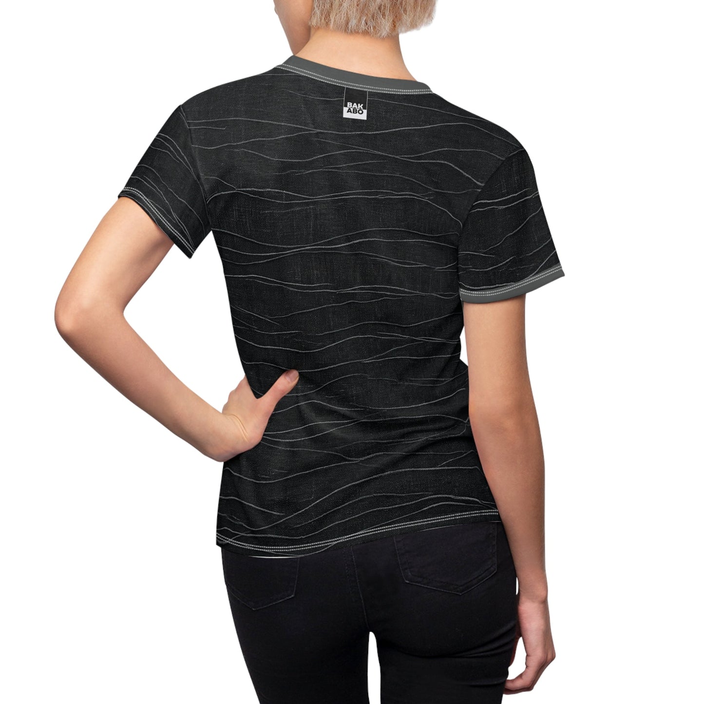 Women's Wave-Pattern Cut & Sew Tee — BKS Logo Printify bakabo.club