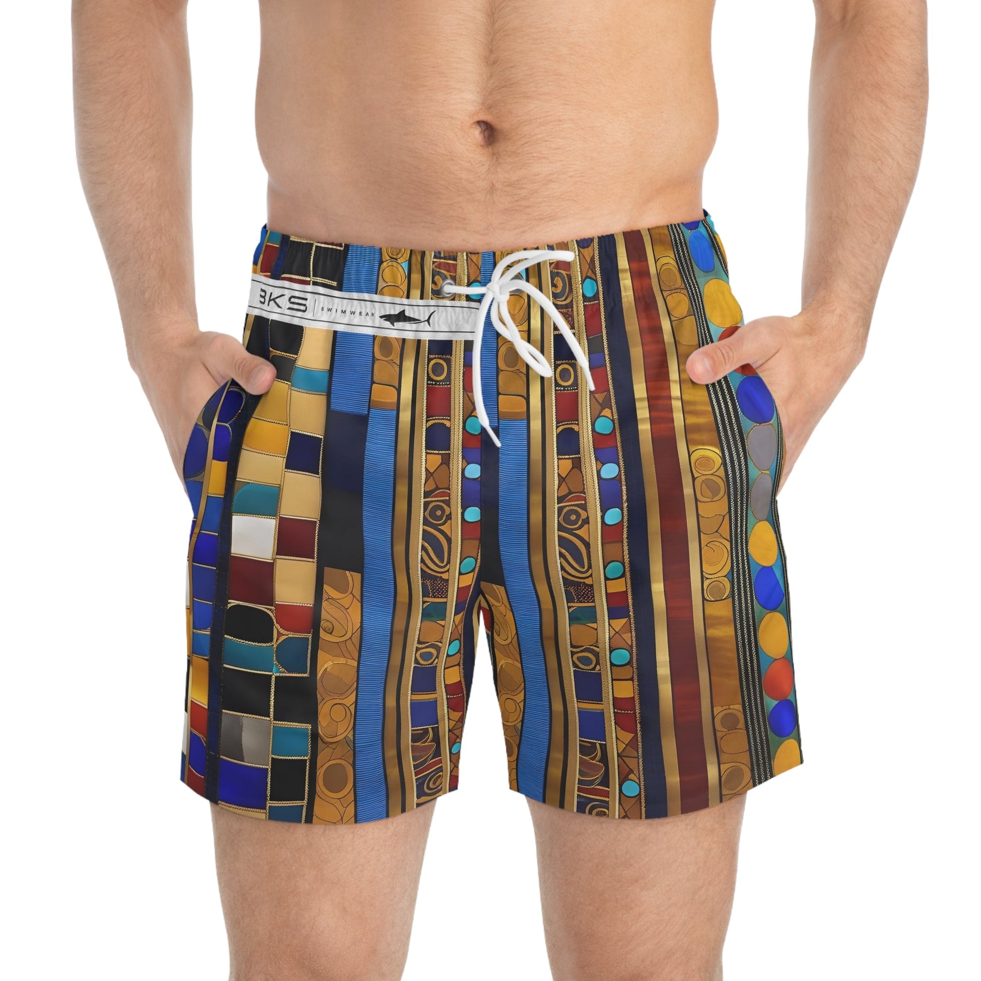 BKS Glyph Column™ Swim Trunks Printify bakabo.club