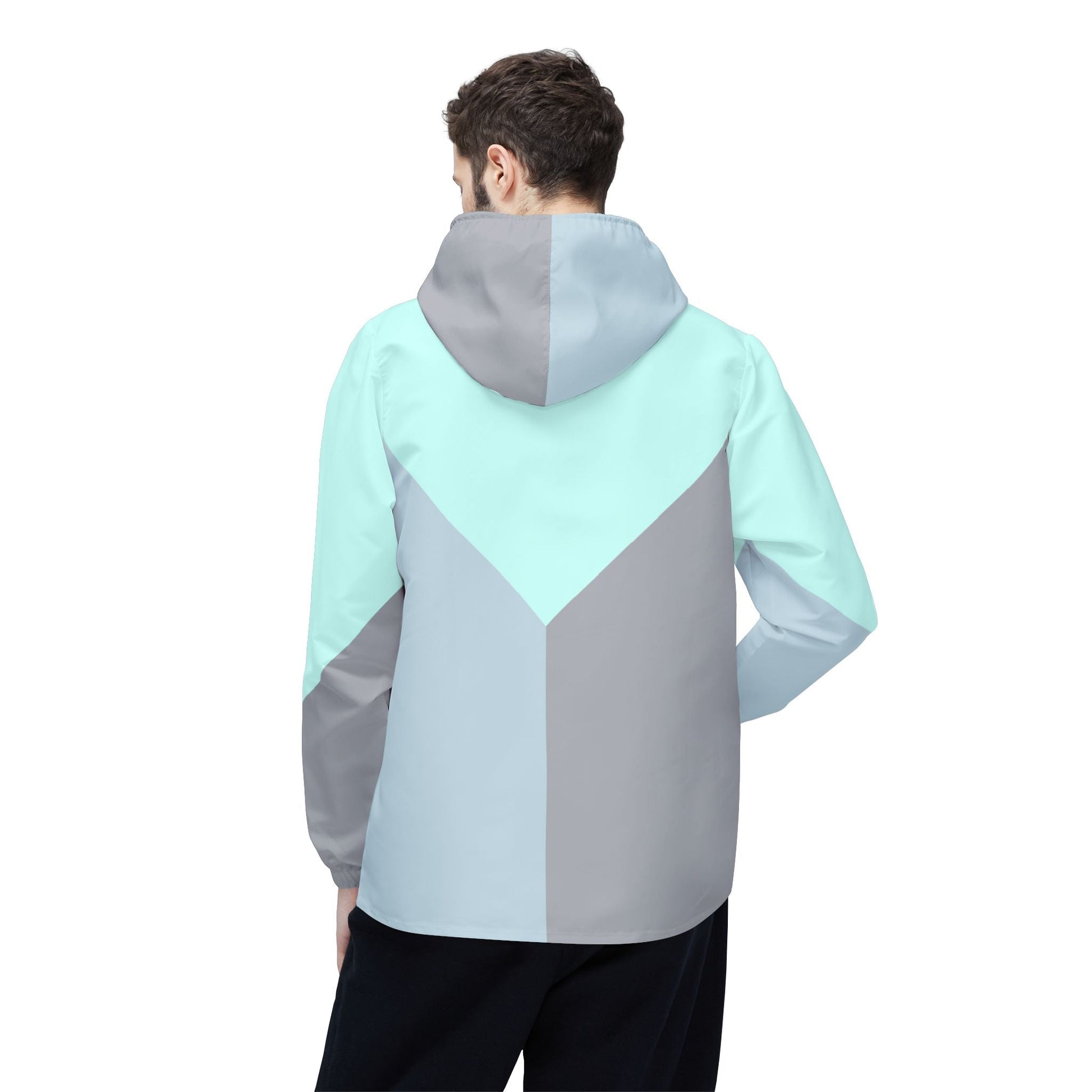 Colorblock Chevron Windbreaker Jacket — Lightweight Hooded Outdoor Shell Printify bakabo.club