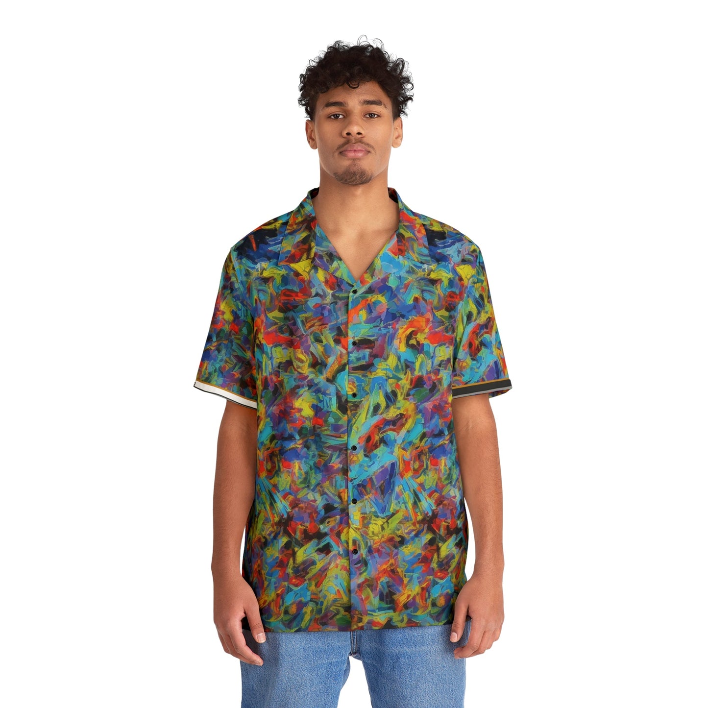Men's Abstract Tropical Hawaiian Shirt — Colorful All-Over Print Vacation Camp Shirt Printify bakabo.club