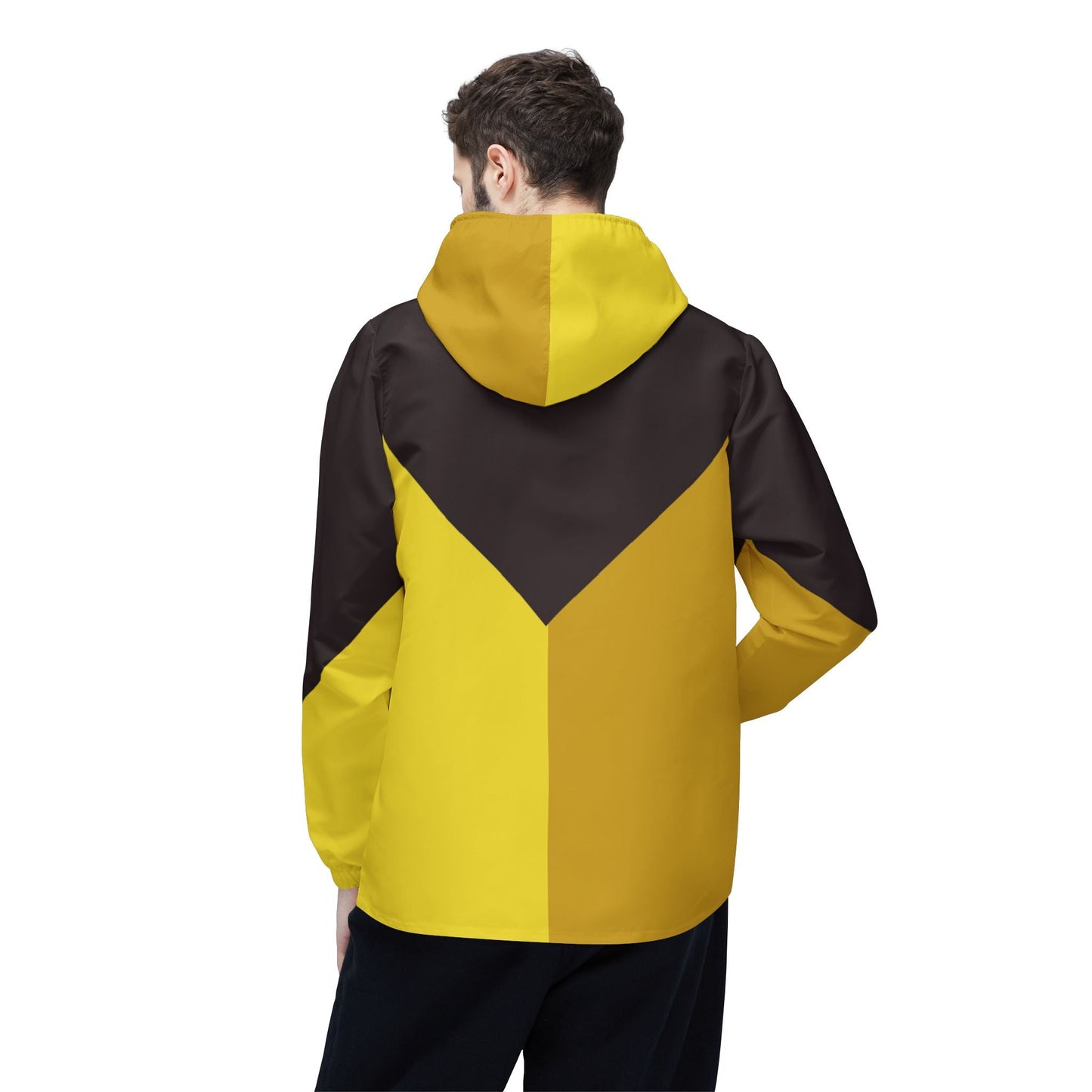 Yellow Chevron Windbreaker Jacket – Lightweight Hooded All-Over Print Printify bakabo.club