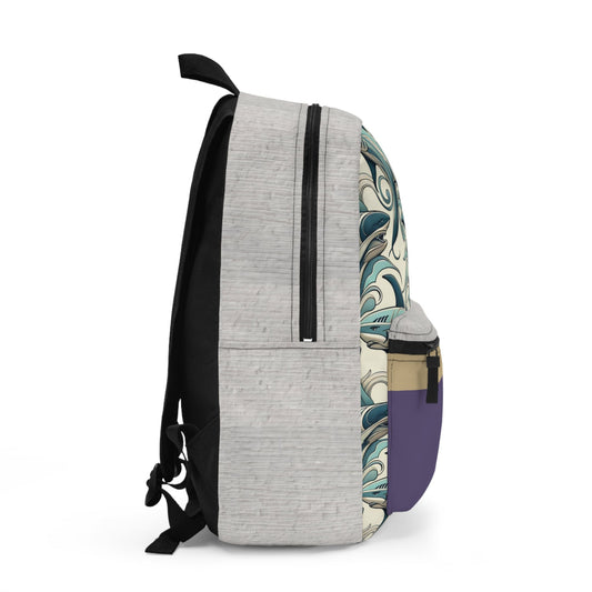 Teal Wave Floral Pattern Backpack – Vintage Swirl School & Travel Bag Printify bakabo.club
