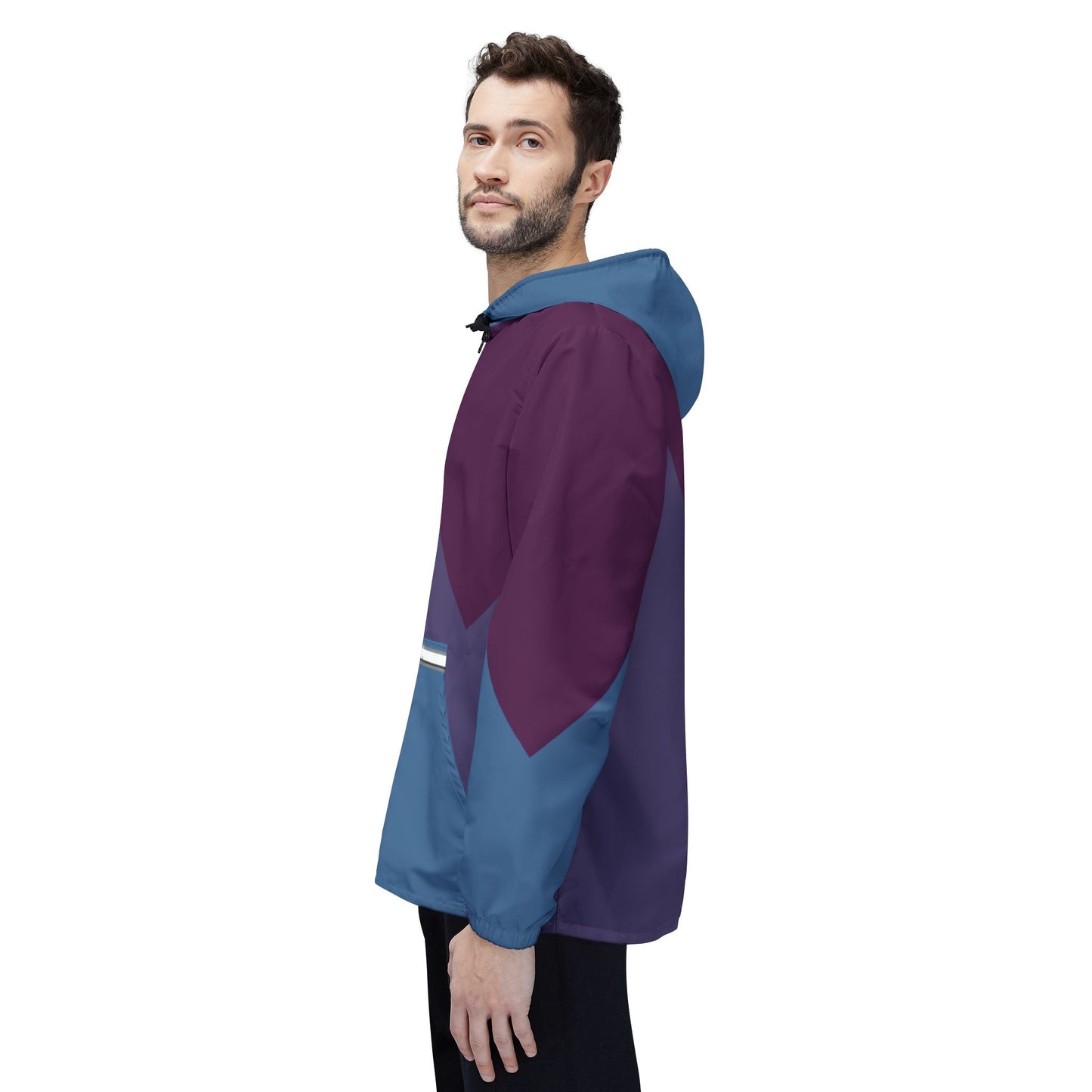 Colorblock Chevron Windbreaker Jacket — Lightweight Hooded AOP Outerwear Printify bakabo.club