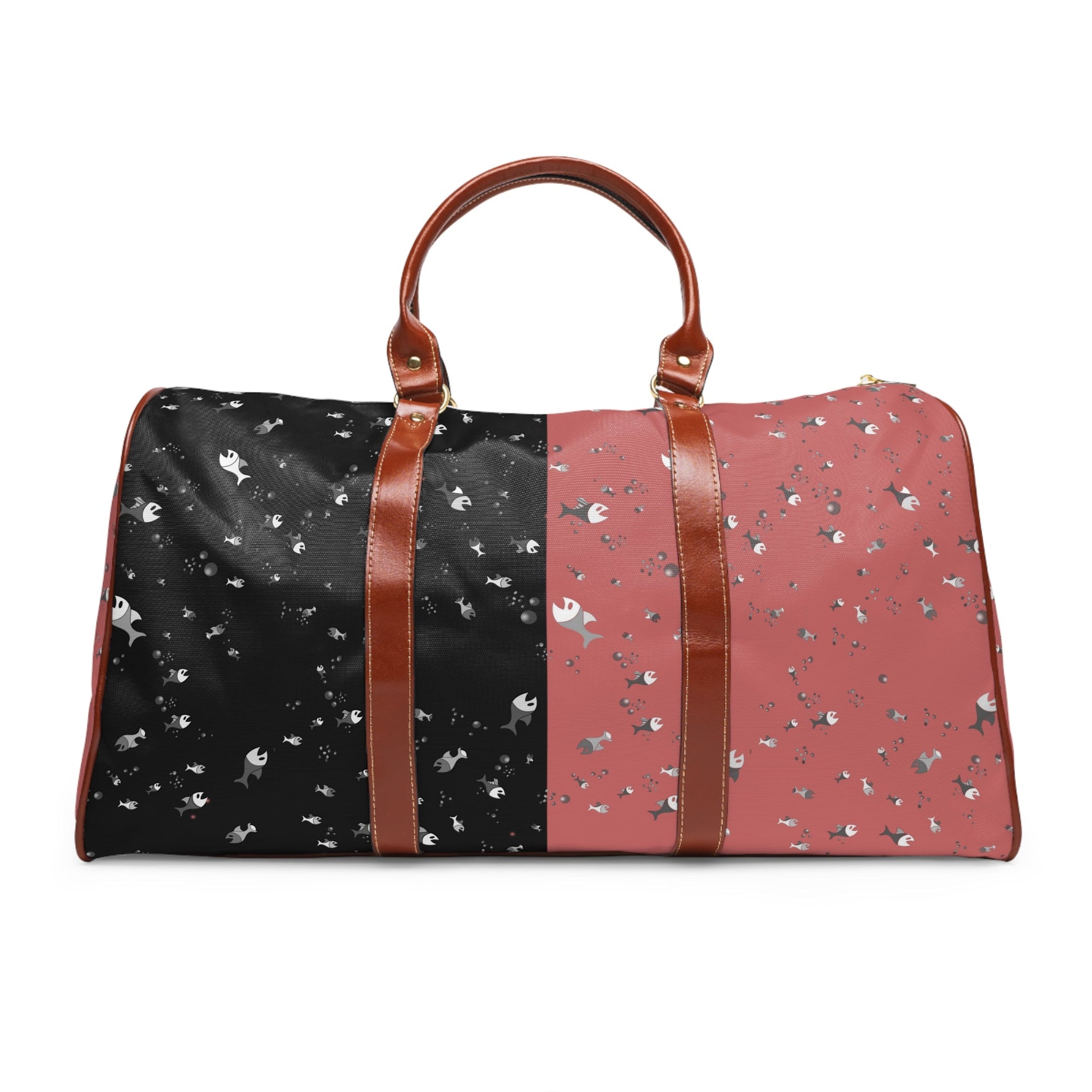 Speckled Two-Tone Waterproof Travel Duffle Bag — Black & Rose Weekend Bag Printify bakabo.club