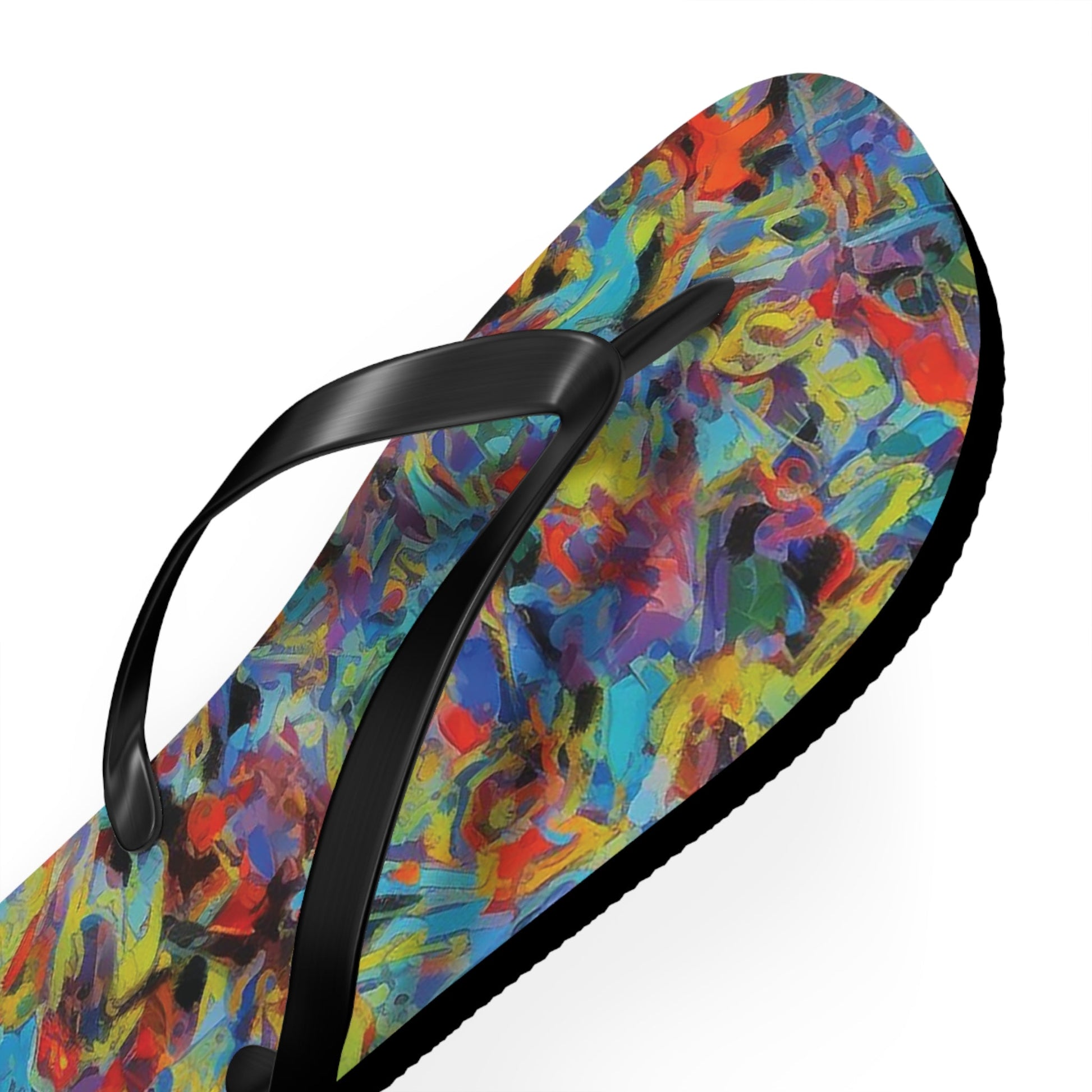 Color Splash Flip Flops — Vibrant Abstract Summer Sandals Printify bakabo.club