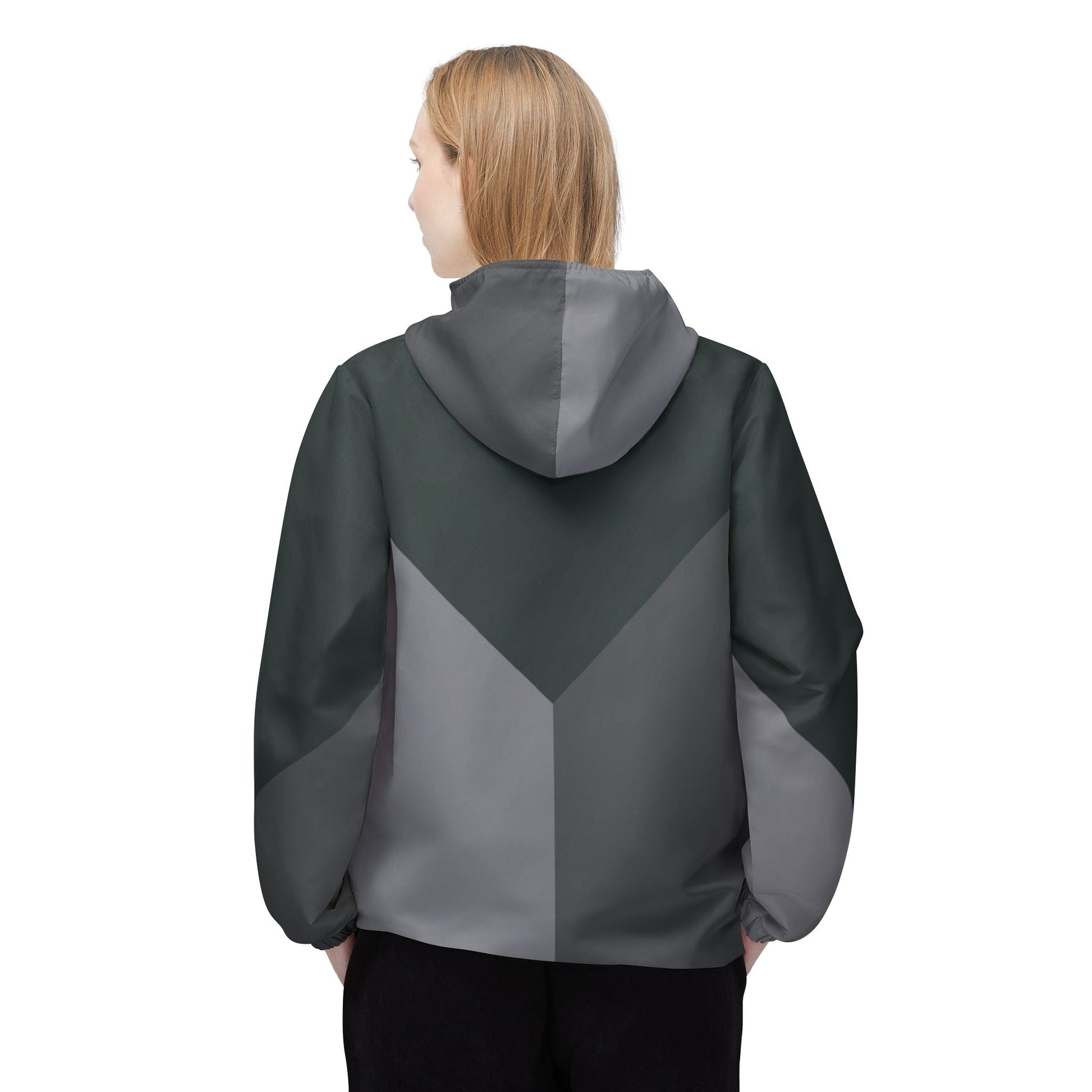 Chevron Colorblock Windbreaker Jacket — Lightweight Hooded Outdoor Shell Printify bakabo.club