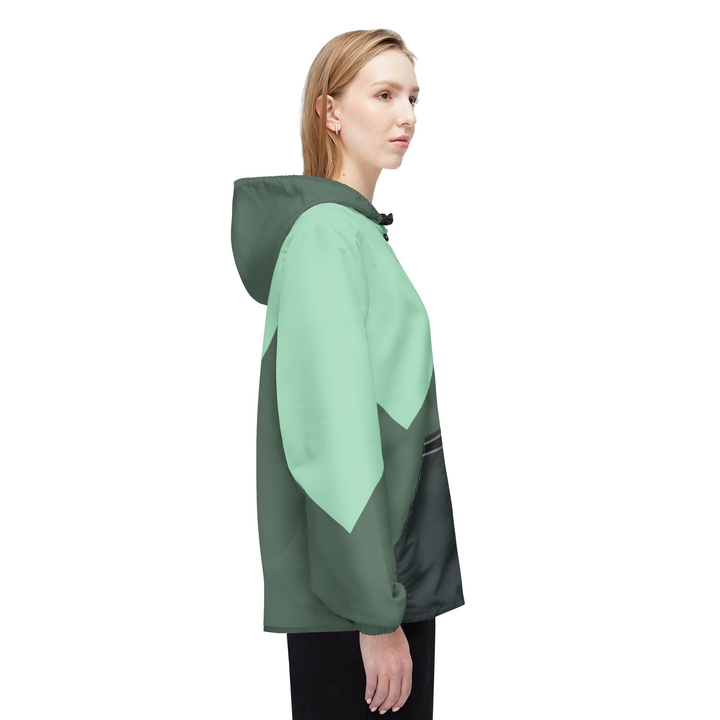 Mint Chevron Windbreaker Jacket — Lightweight Hooded Outdoor Jacket Printify bakabo.club