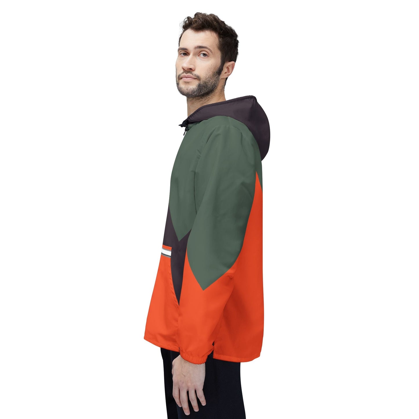 Windbreaker Jacket – Retro Chevron Colorblock Hooded Windbreaker Printify bakabo.club
