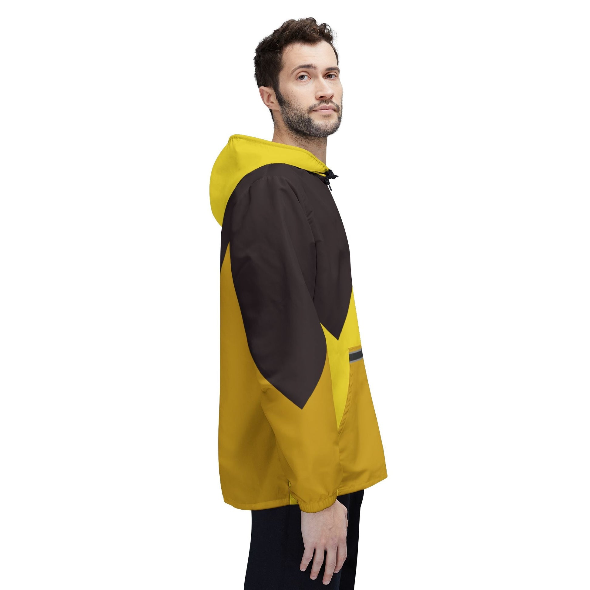 Yellow Chevron Windbreaker Jacket – Lightweight Hooded All-Over Print Printify bakabo.club