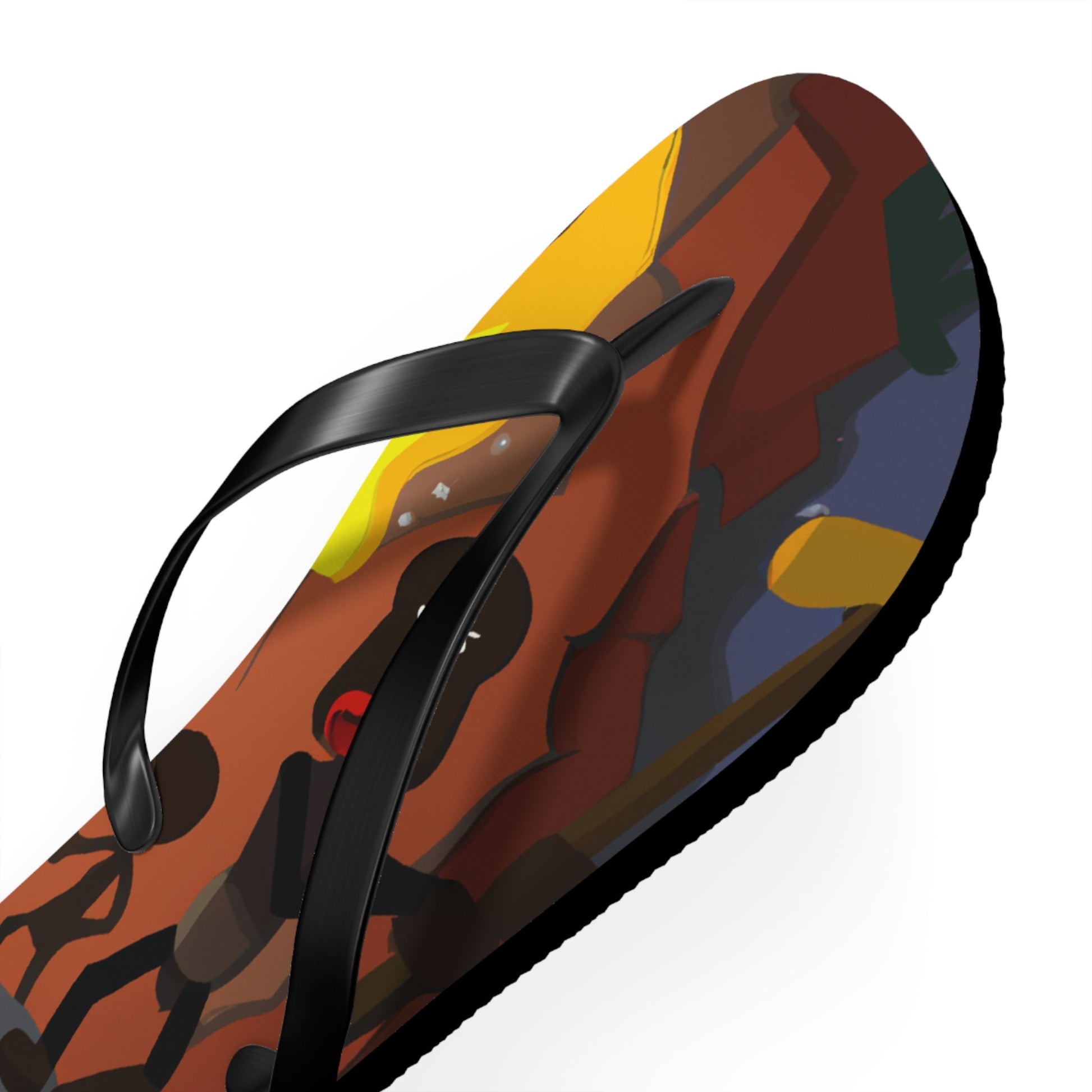 Tribal Fire Dance Flip Flops – Bold Illustration Beach Sandals Printify bakabo.club