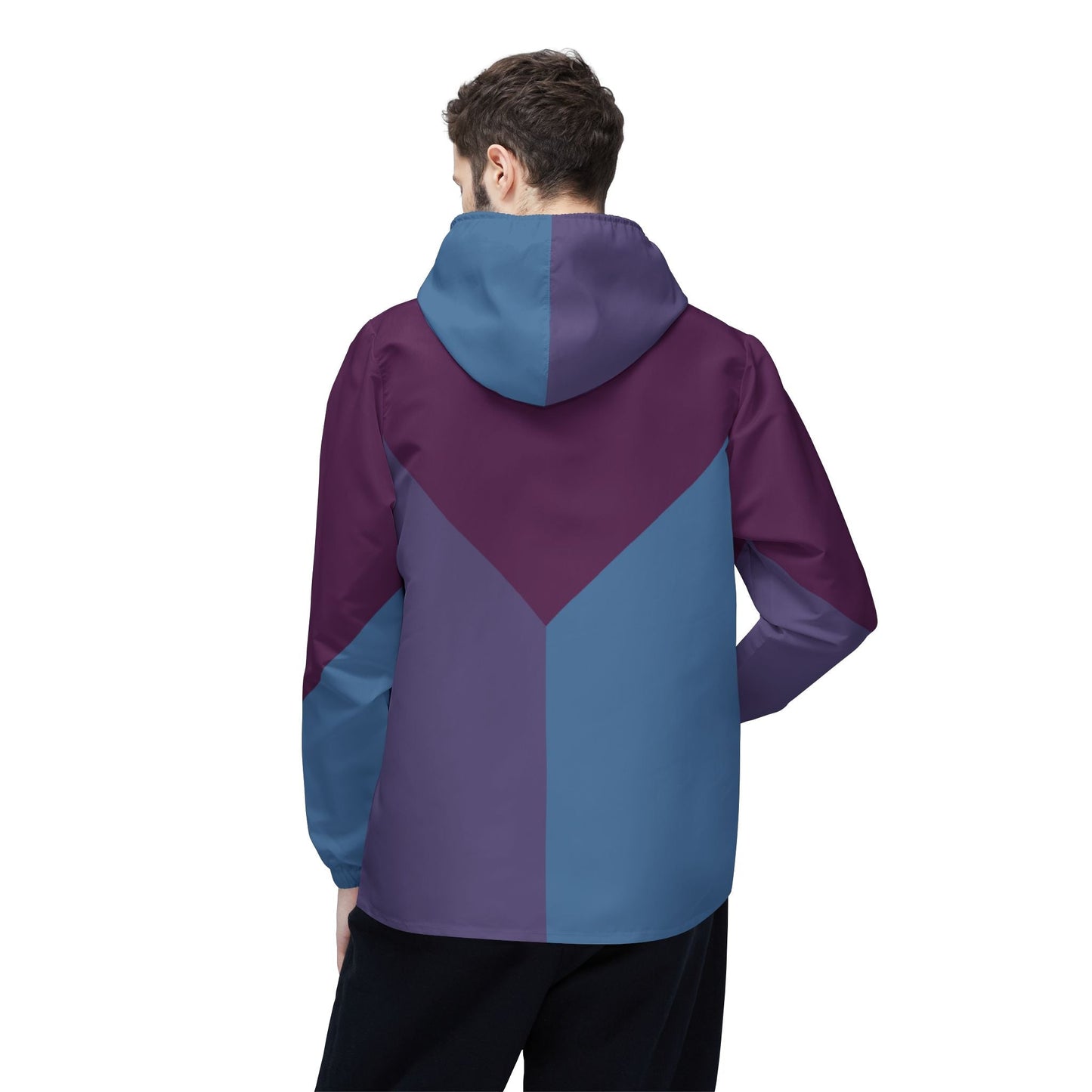 Colorblock Chevron Windbreaker Jacket — Lightweight Hooded AOP Outerwear Printify bakabo.club
