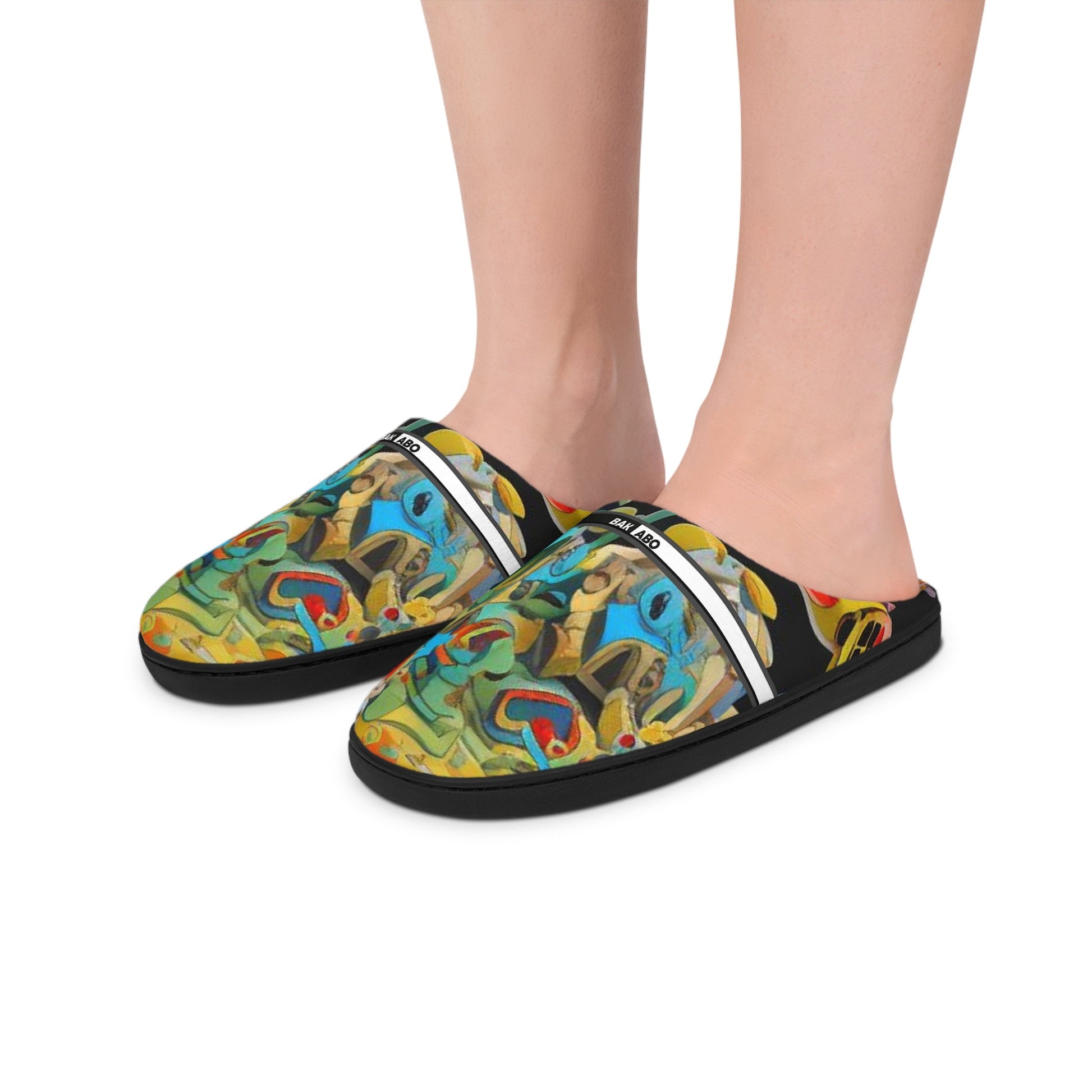 Abstract Art Women's Indoor Slippers — Colorful Cozy Slip-On BakAbo Studio BKS bakabo.club