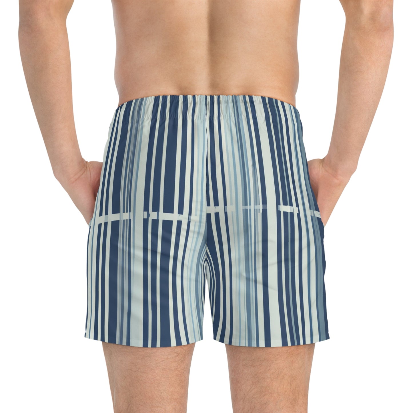Men's Blue Striped Swim Trunks — Nautical Horizontal Stripe Beach Shorts Printify bakabo.club