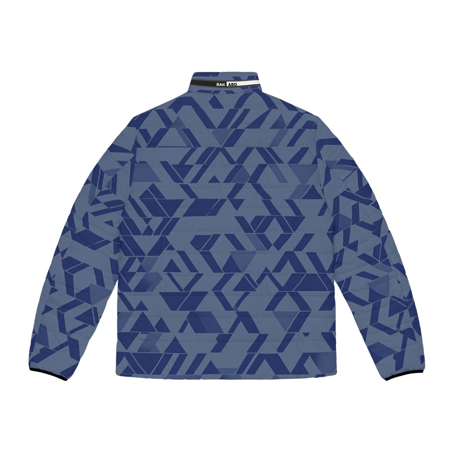 Blue Geometric Pattern Men's Puffer Jacket Printify bakabo.club