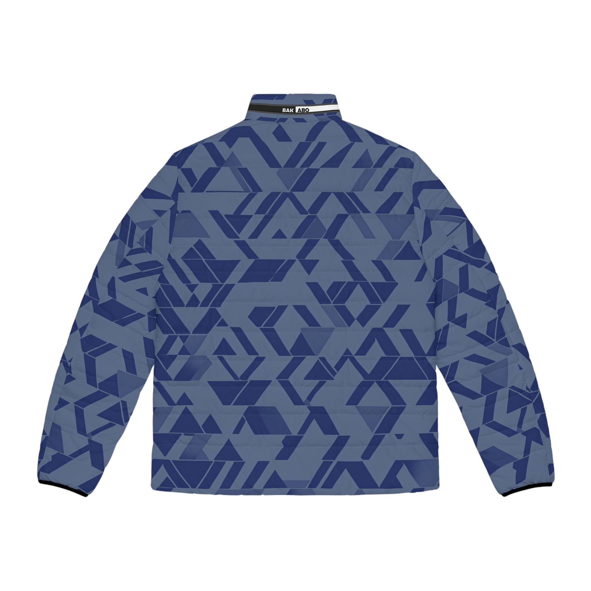 Blue Geometric Pattern Men's Puffer Jacket Printify bakabo.club