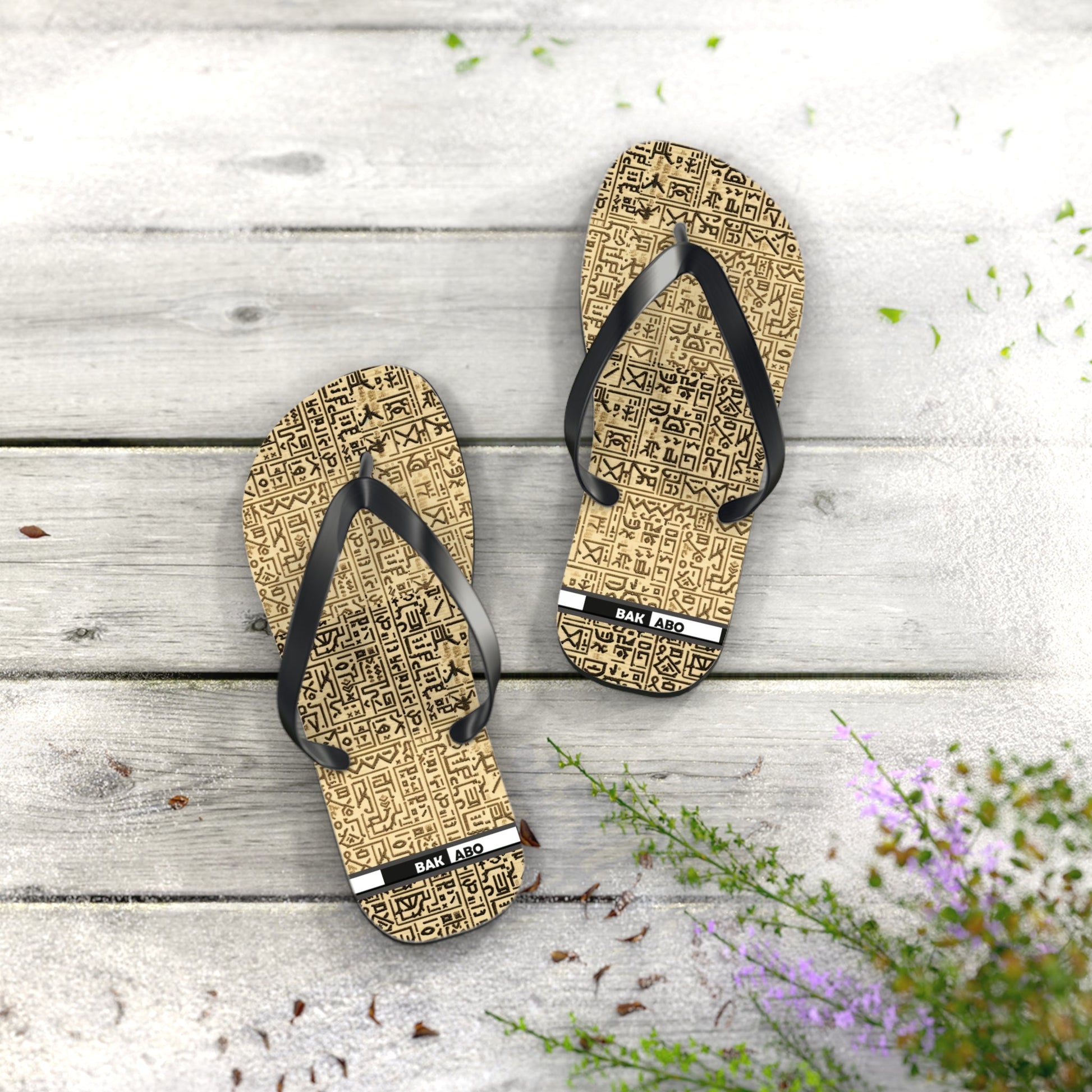 Flip Flops - Vintage Aztec Pattern Beach Sandals Printify bakabo.club
