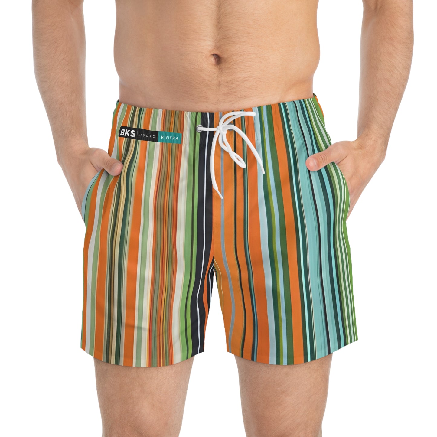 BKS Riviera Striped Green™ Swim Trunks
