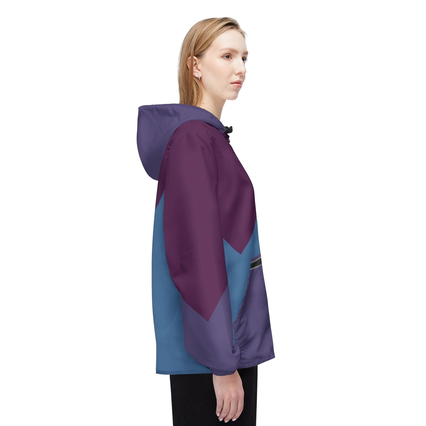 Colorblock Chevron Windbreaker Jacket — Lightweight Hooded AOP Outerwear Printify bakabo.club