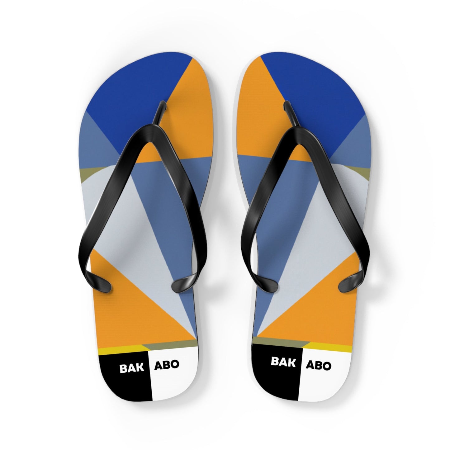 Geometric Colorblock Flip Flops — Bold Blue & Orange Beach Sandals Printify bakabo.club