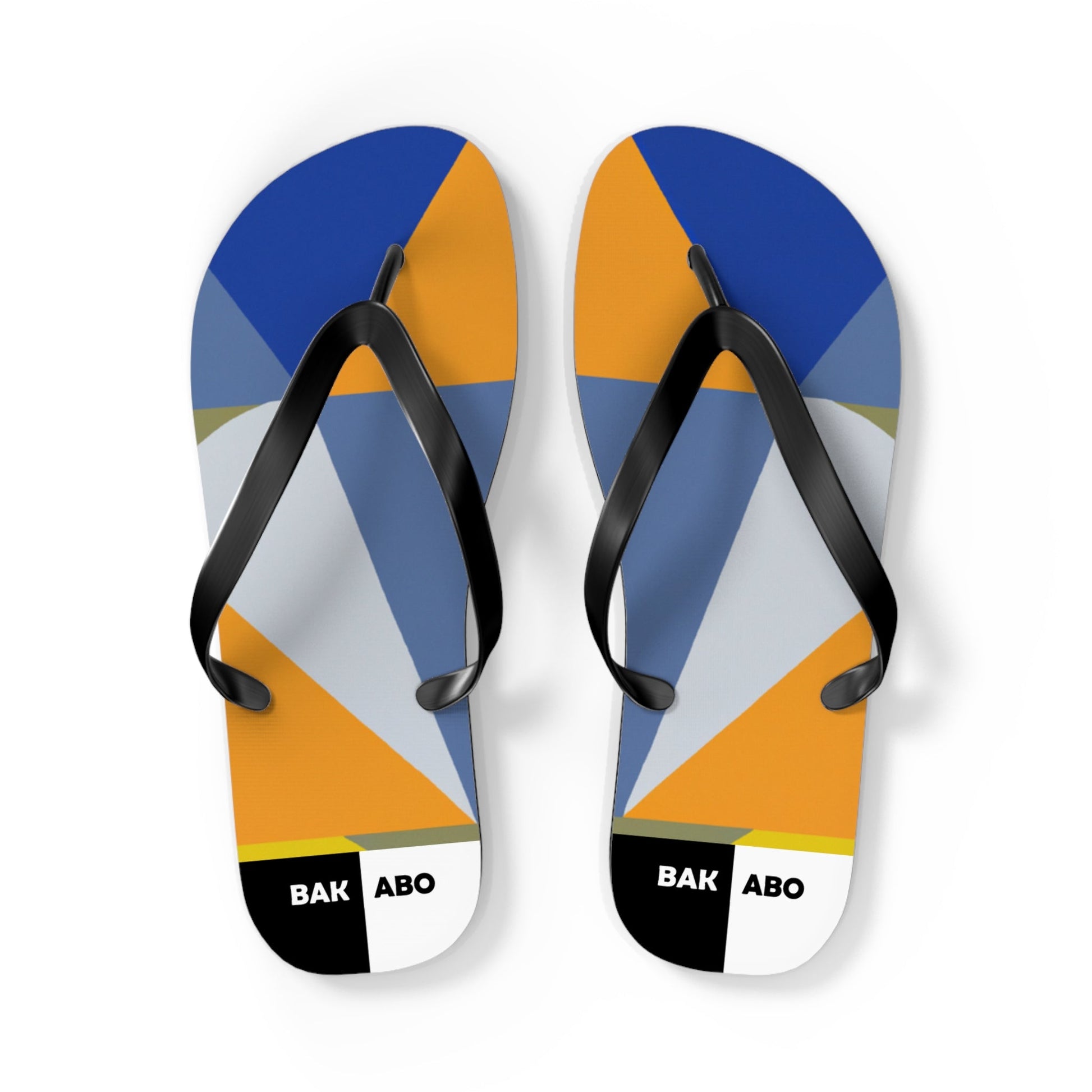 Geometric Colorblock Flip Flops — Bold Blue & Orange Beach Sandals Printify bakabo.club
