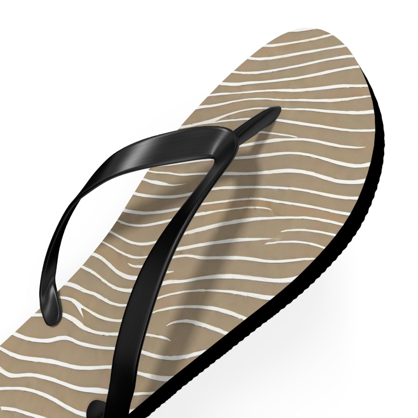 Wavy Sand Stripe Flip Flops — Beach Casual Sandal with Subtle Logo Printify bakabo.club