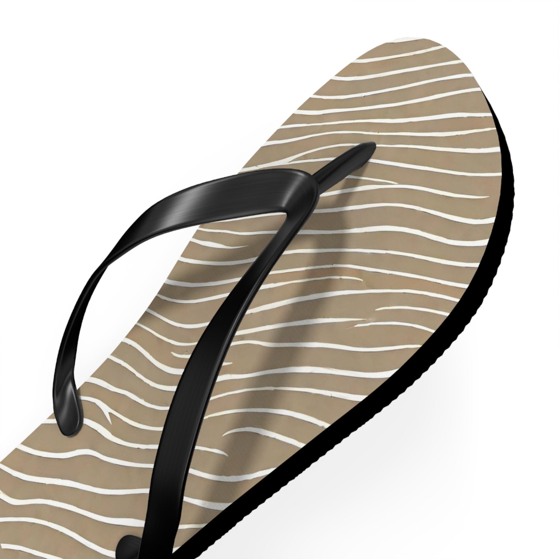Wavy Sand Stripe Flip Flops — Beach Casual Sandal with Subtle Logo Printify bakabo.club
