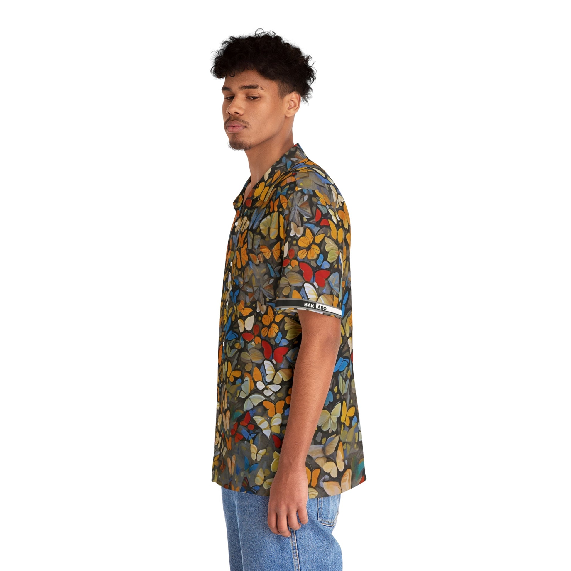 Men's Butterfly Pattern Hawaiian Shirt — Colorful Tropical Aloha Shirt Printify bakabo.club