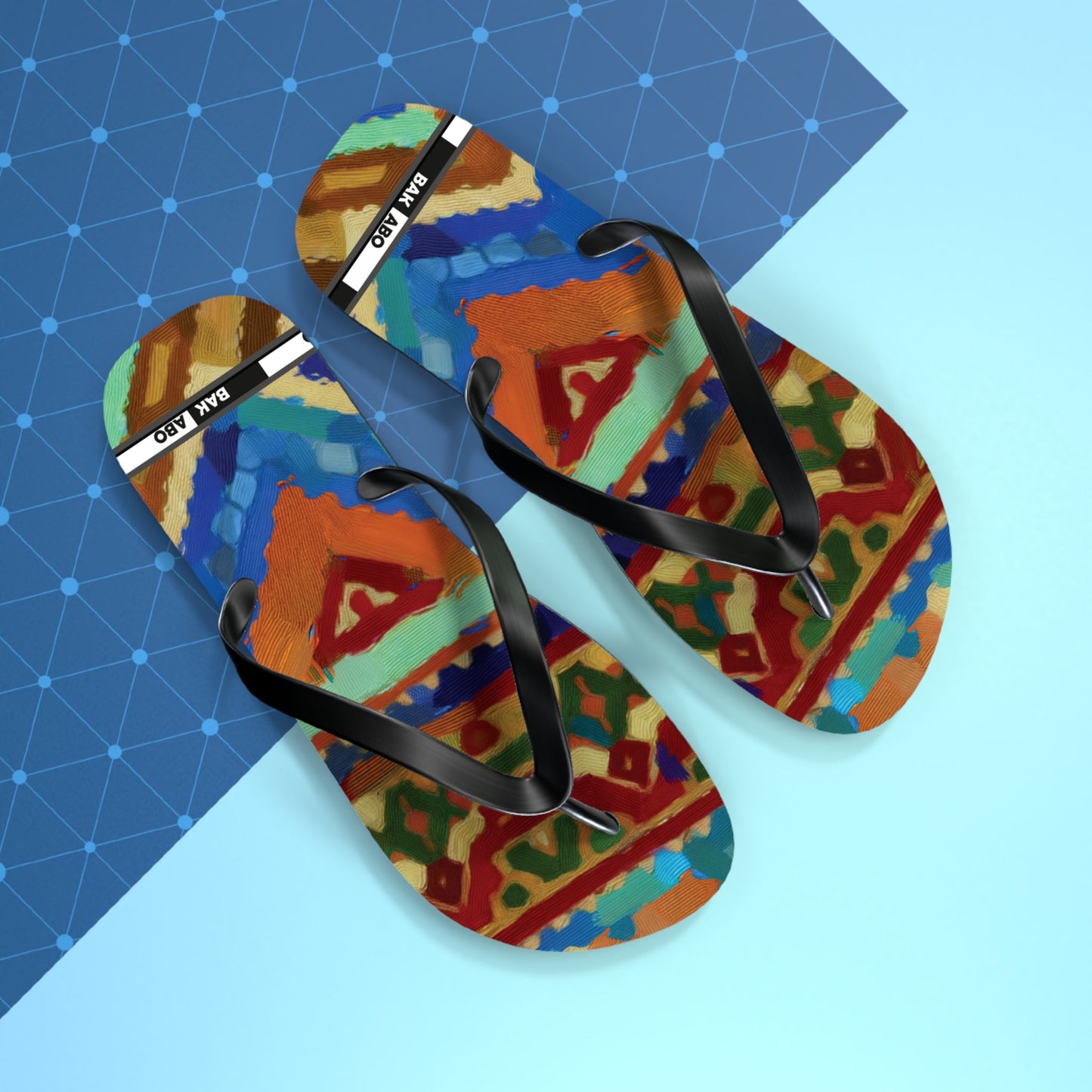Colorful Tribal Pattern Flip Flops – Bold Aztec-Inspired Beach Sandals Printify bakabo.club