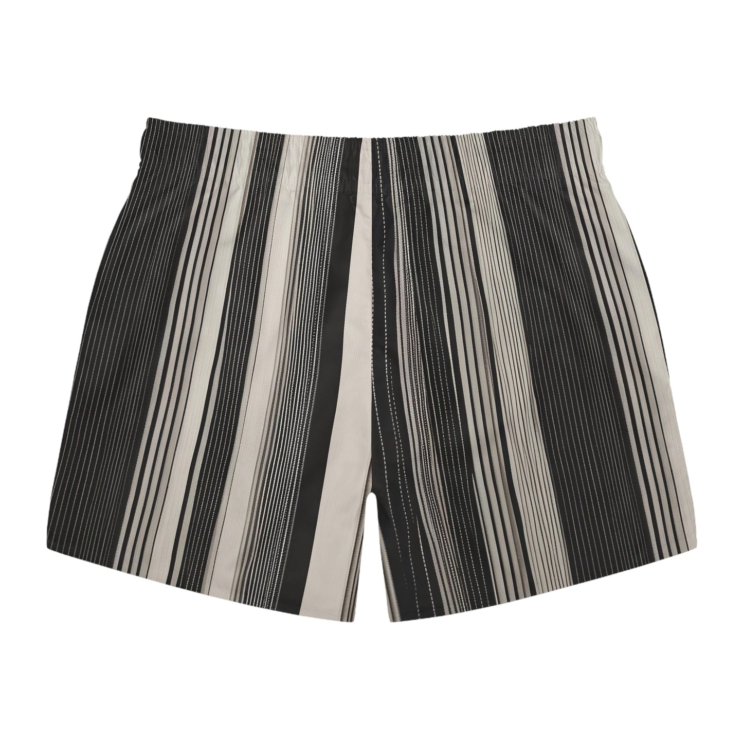 Men's Striped Swim Trunks — Neutral Black & Beige Vertical Stripe Swim Shorts Printify bakabo.club