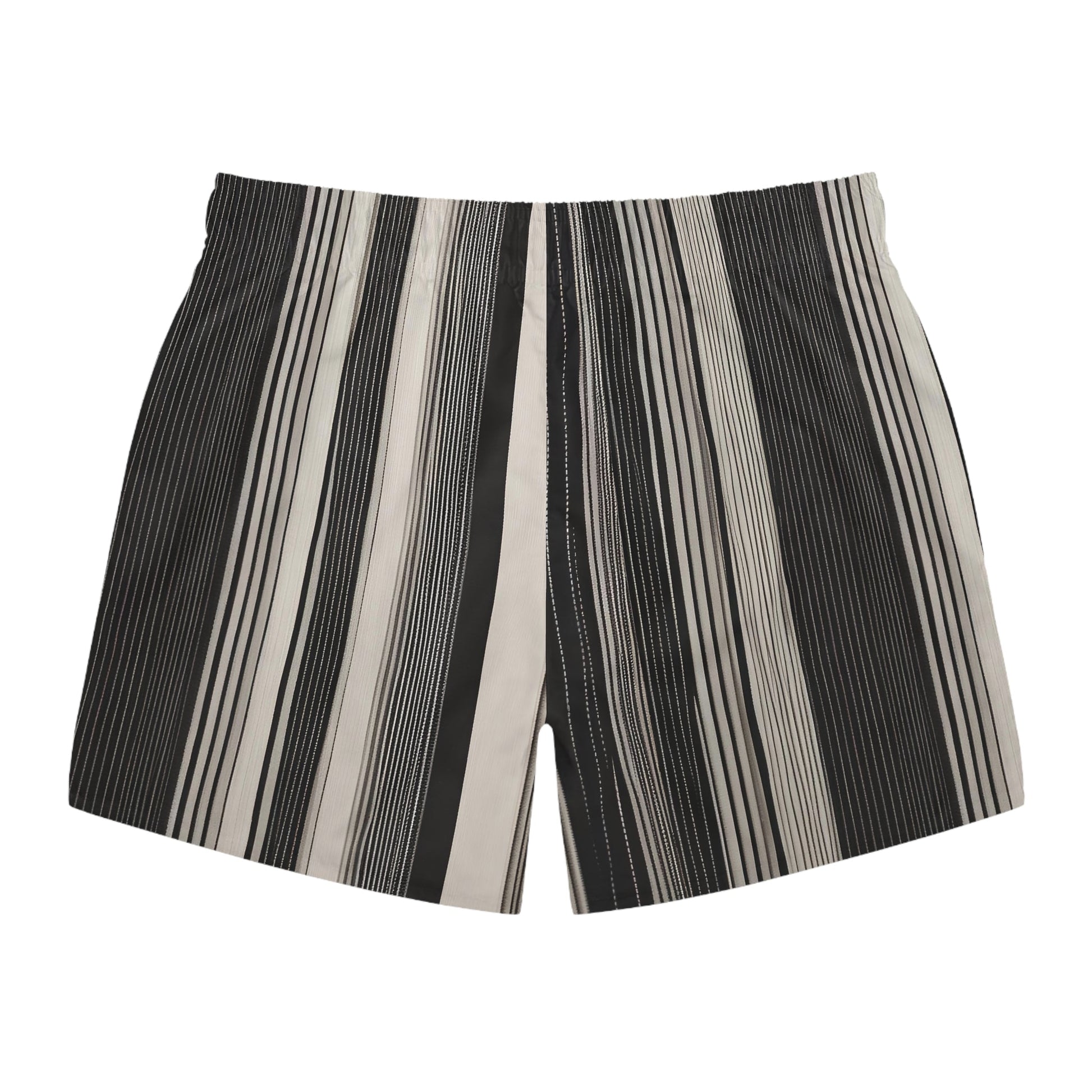 Men's Striped Swim Trunks — Neutral Black & Beige Vertical Stripe Swim Shorts Printify bakabo.club